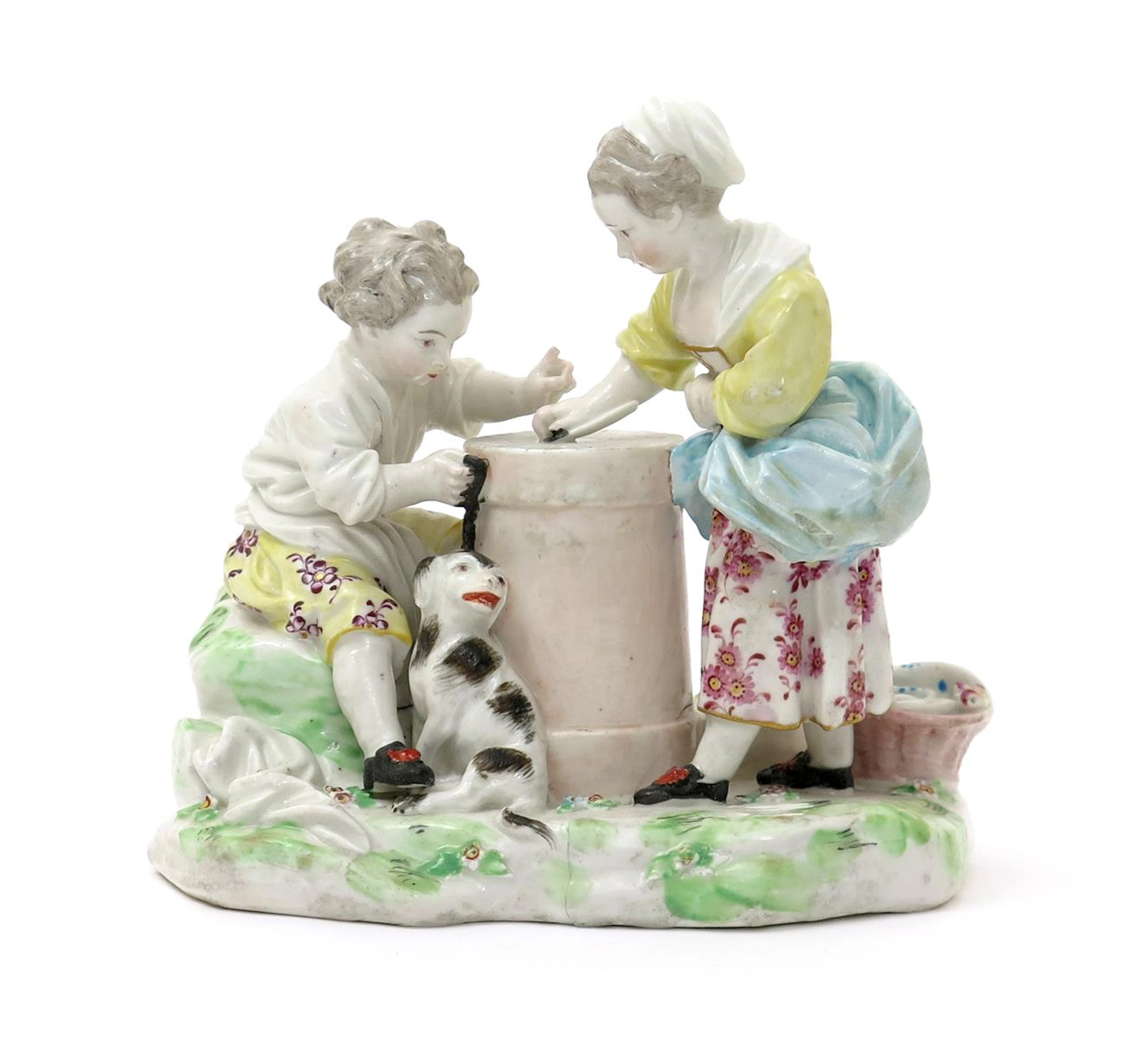 A rare Derby figure group of children playing Hazard c.1780
