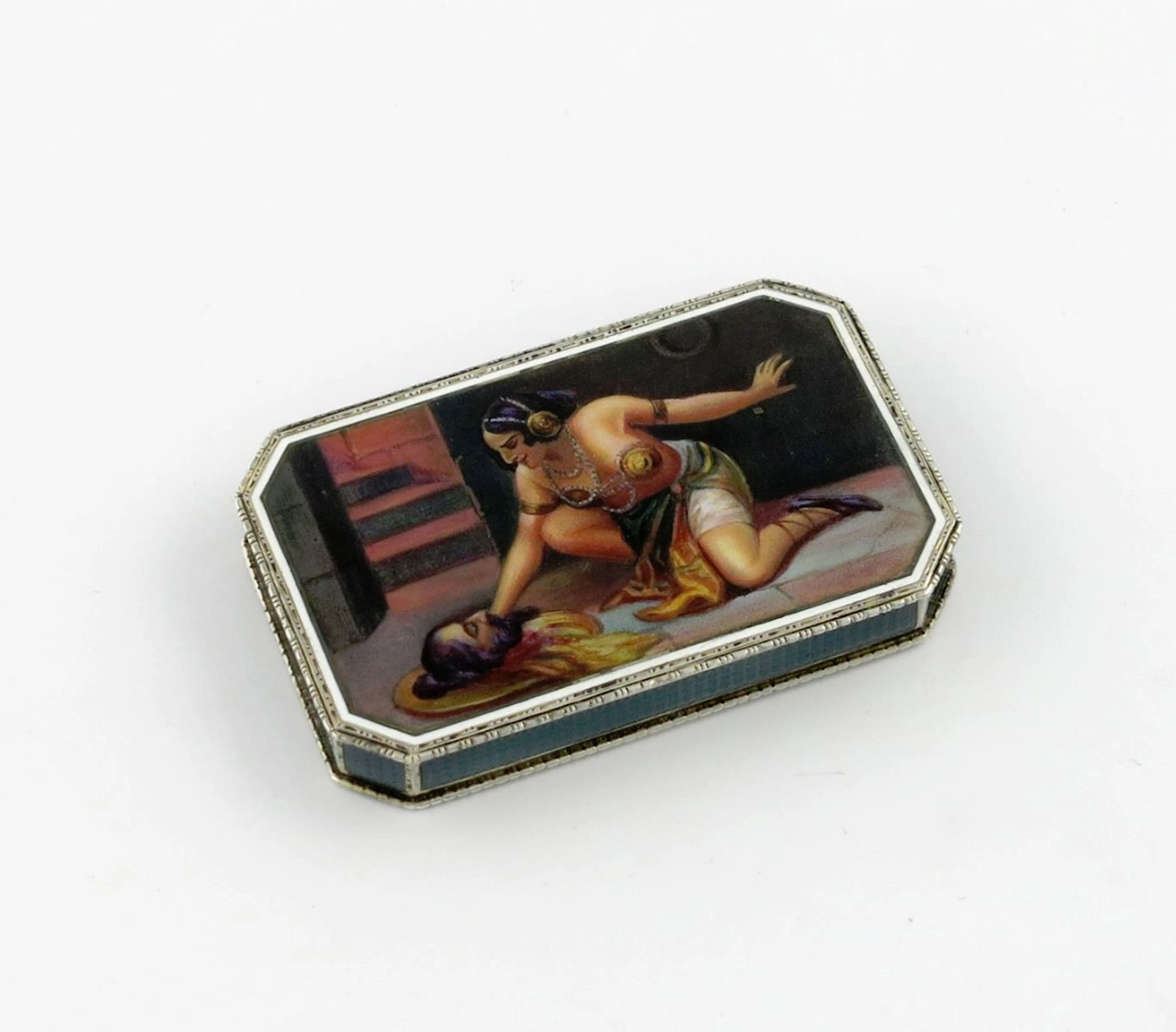 An Austrian silver and enamel box