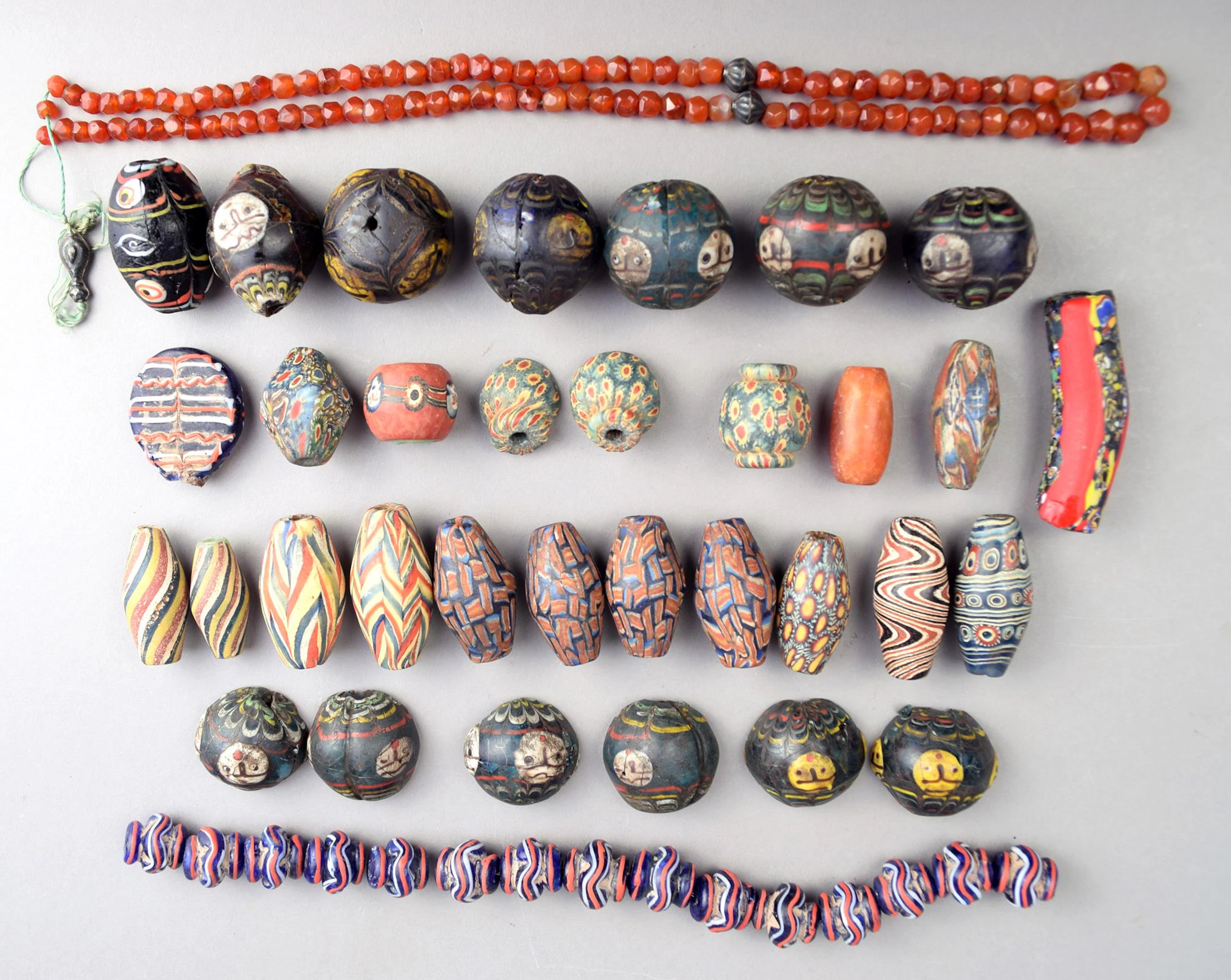 A small collection of glass trade beads