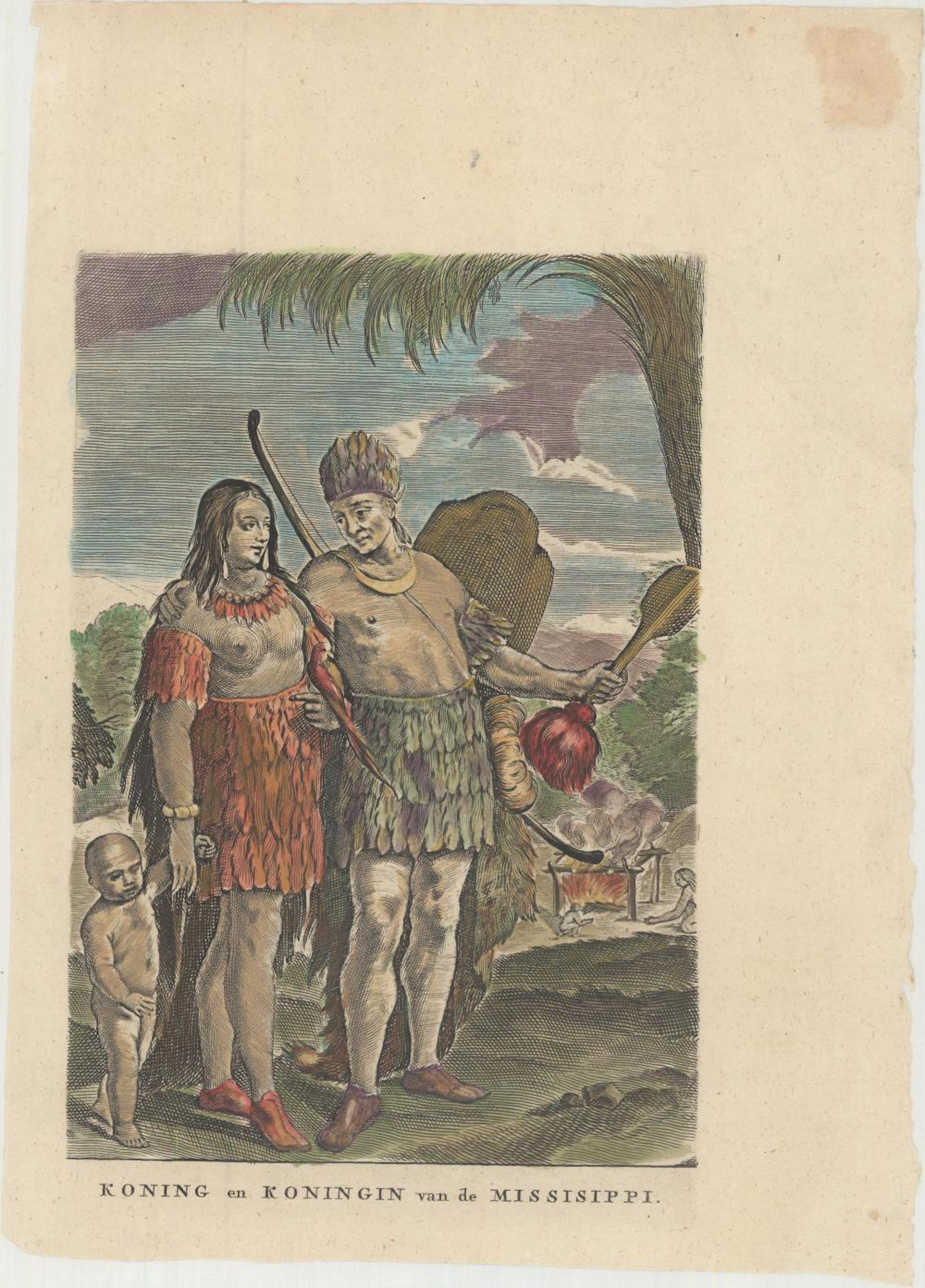 (Engraving - Prints - Native American) Koning en Koningin van de Missisippi