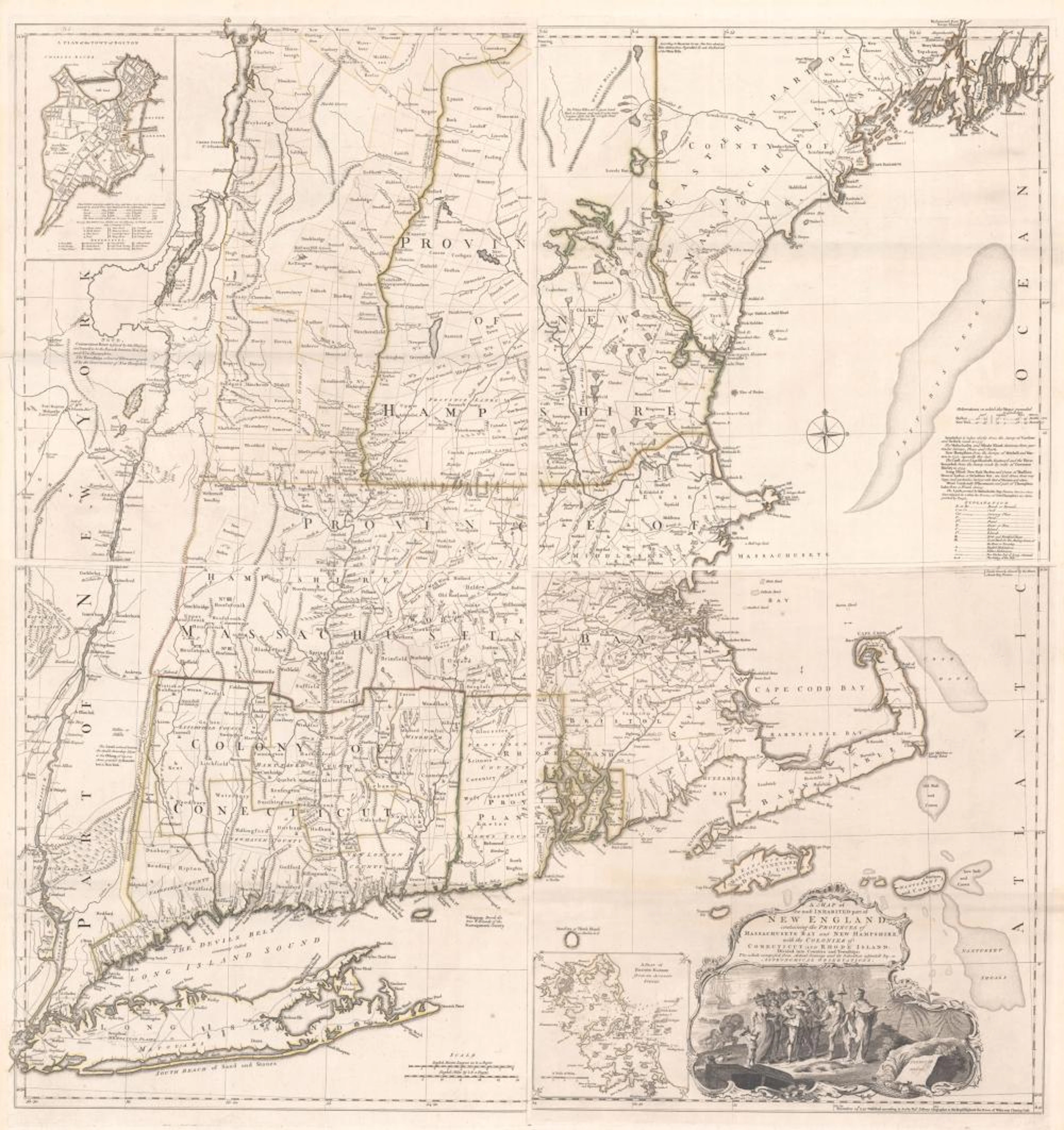 (Map - Colonial New England United States) [On 4 Sheets]...