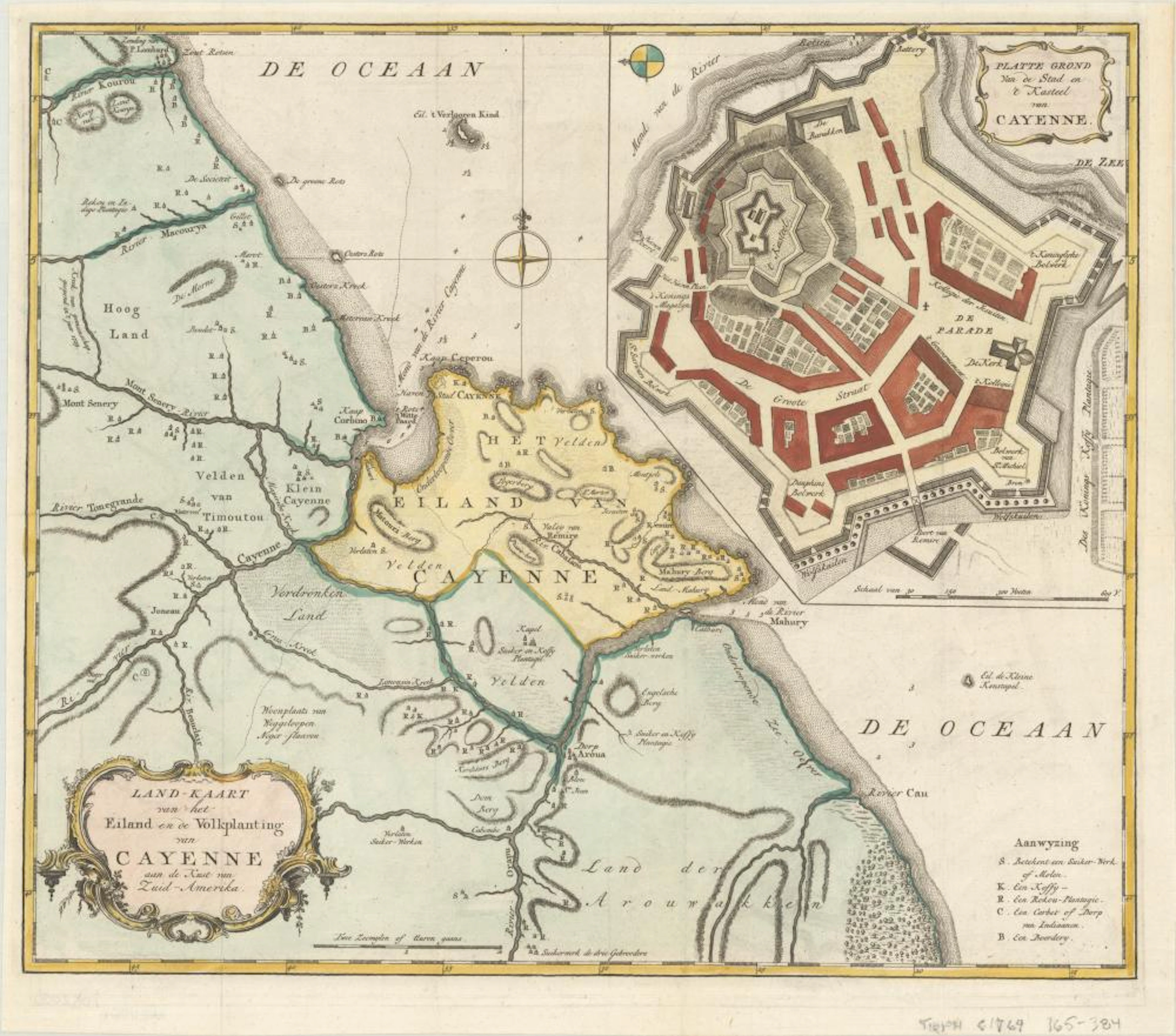 (Map - French Guiana) Land-Kaart van het Eiland en de...