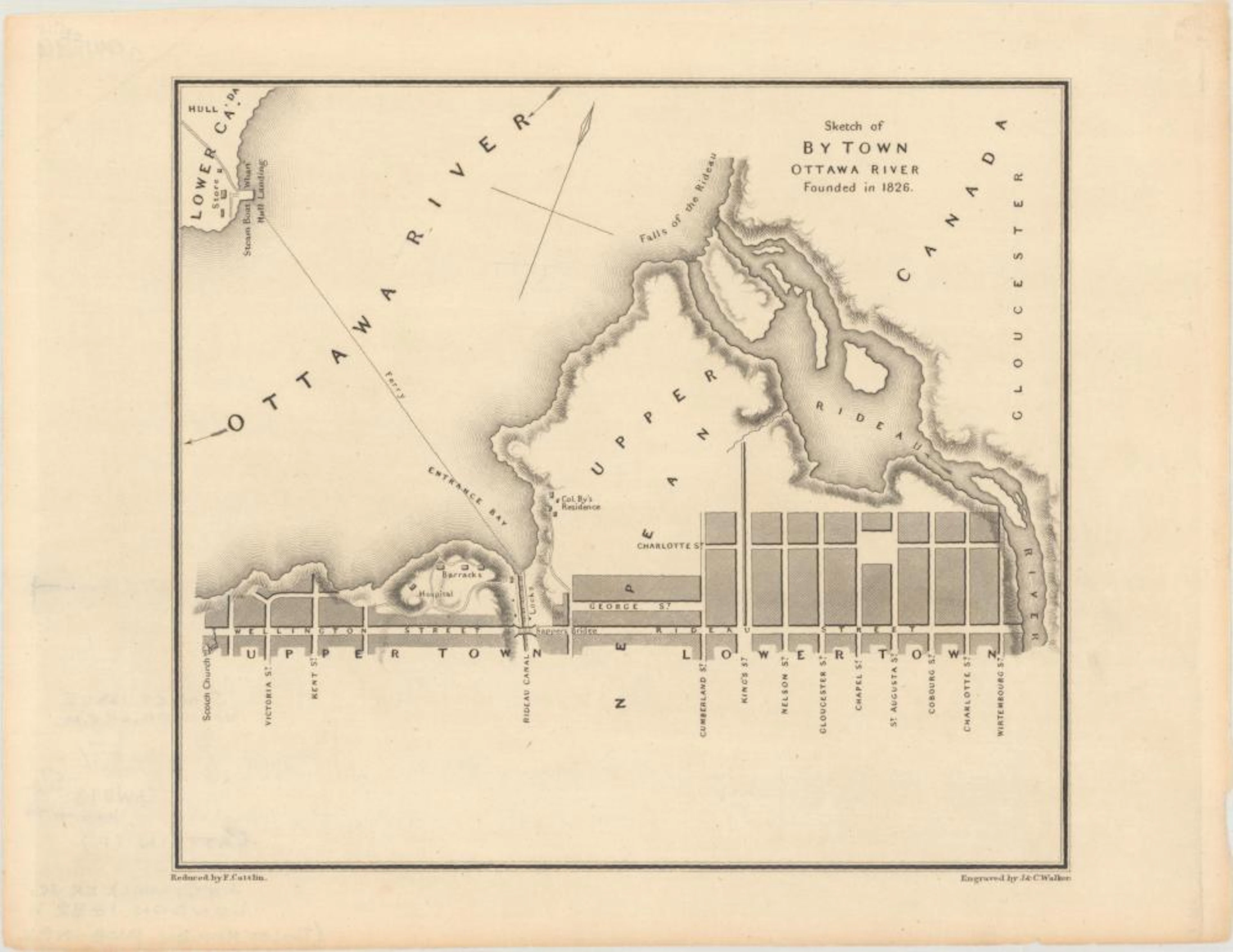 (Map - Ottawa, Ontario) Sketch of By Town Ottawa River Founded in 1826