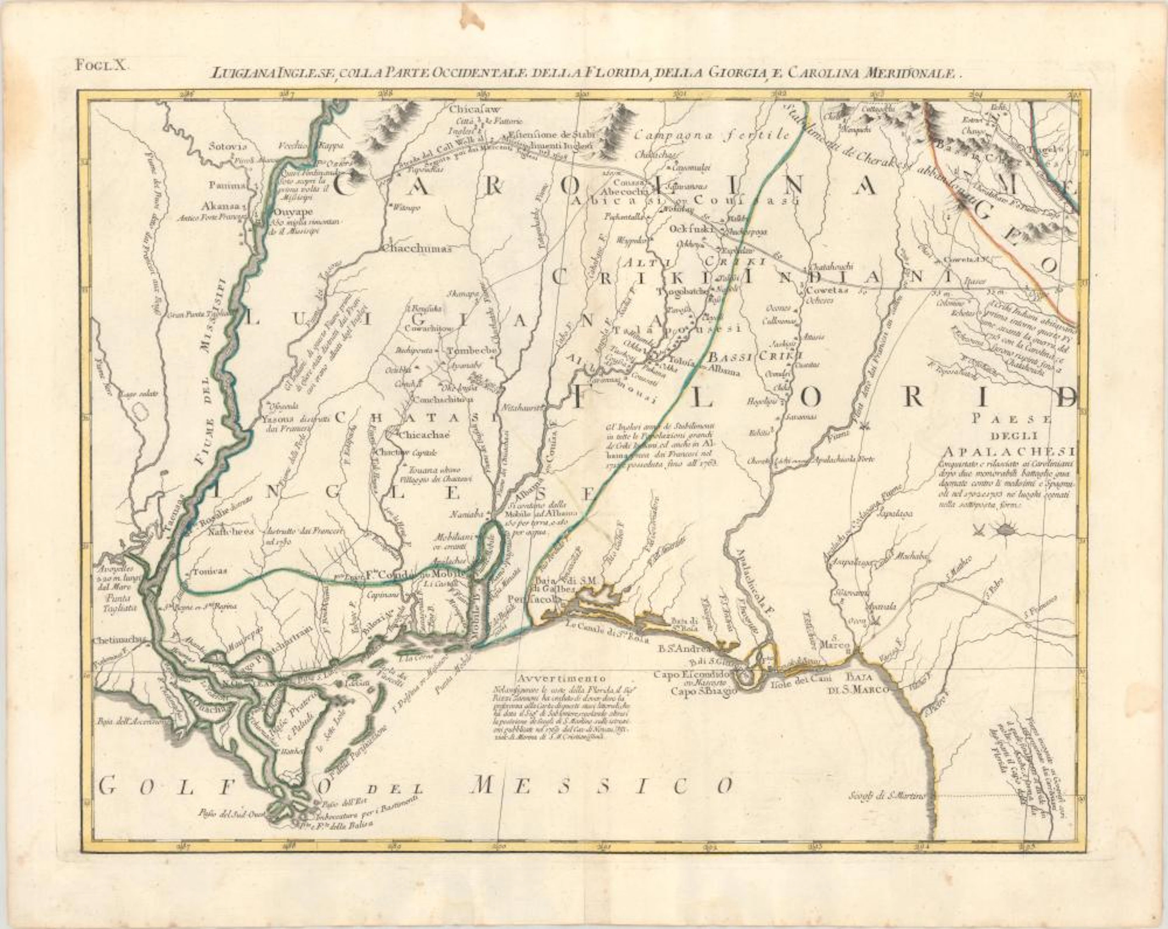 (Map - Colonial Southern United States) Luigiana Inglese