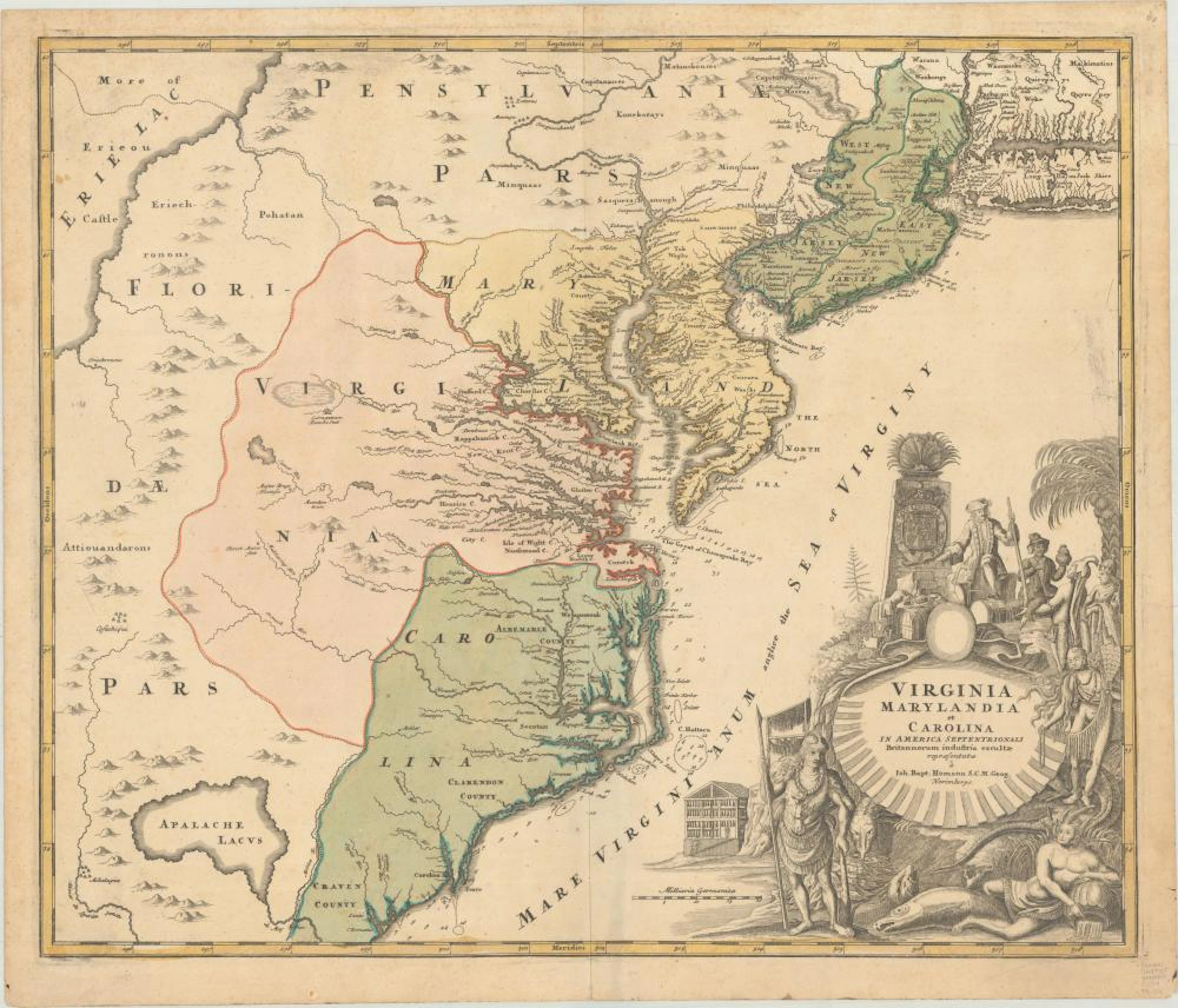 (Map - Colonial Mid-Atlantic United States) Virginia...