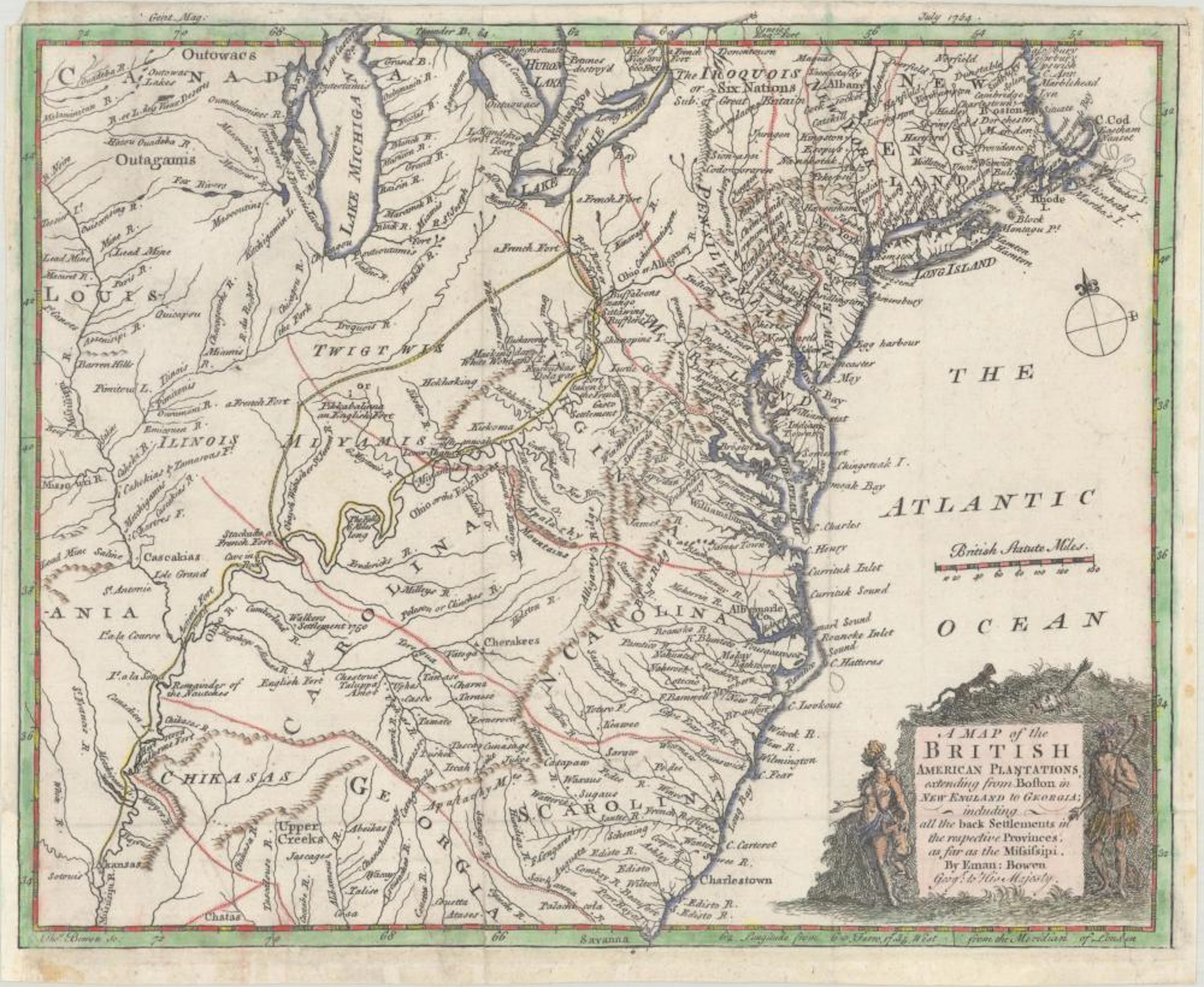 (Map - Colonial Eastern United States) A Map of the British American Plantations