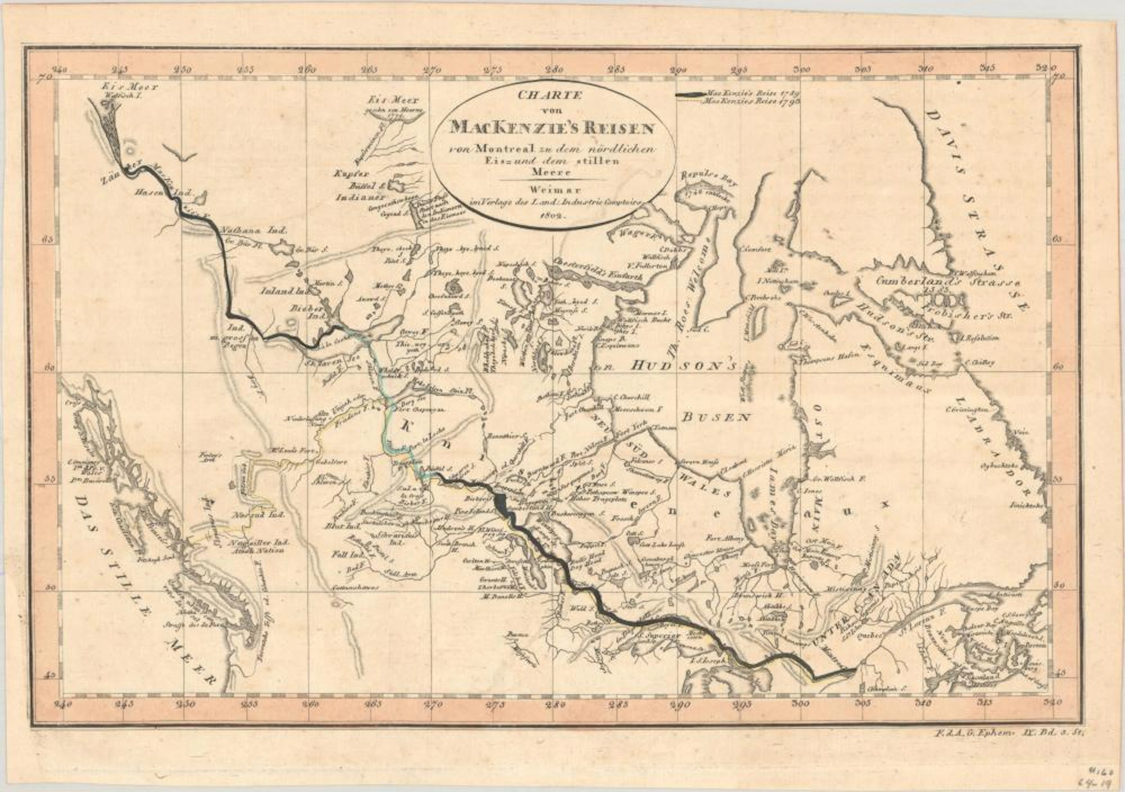 (Map - Canada) Charte von MacKenzie's Reisen von Montreal...