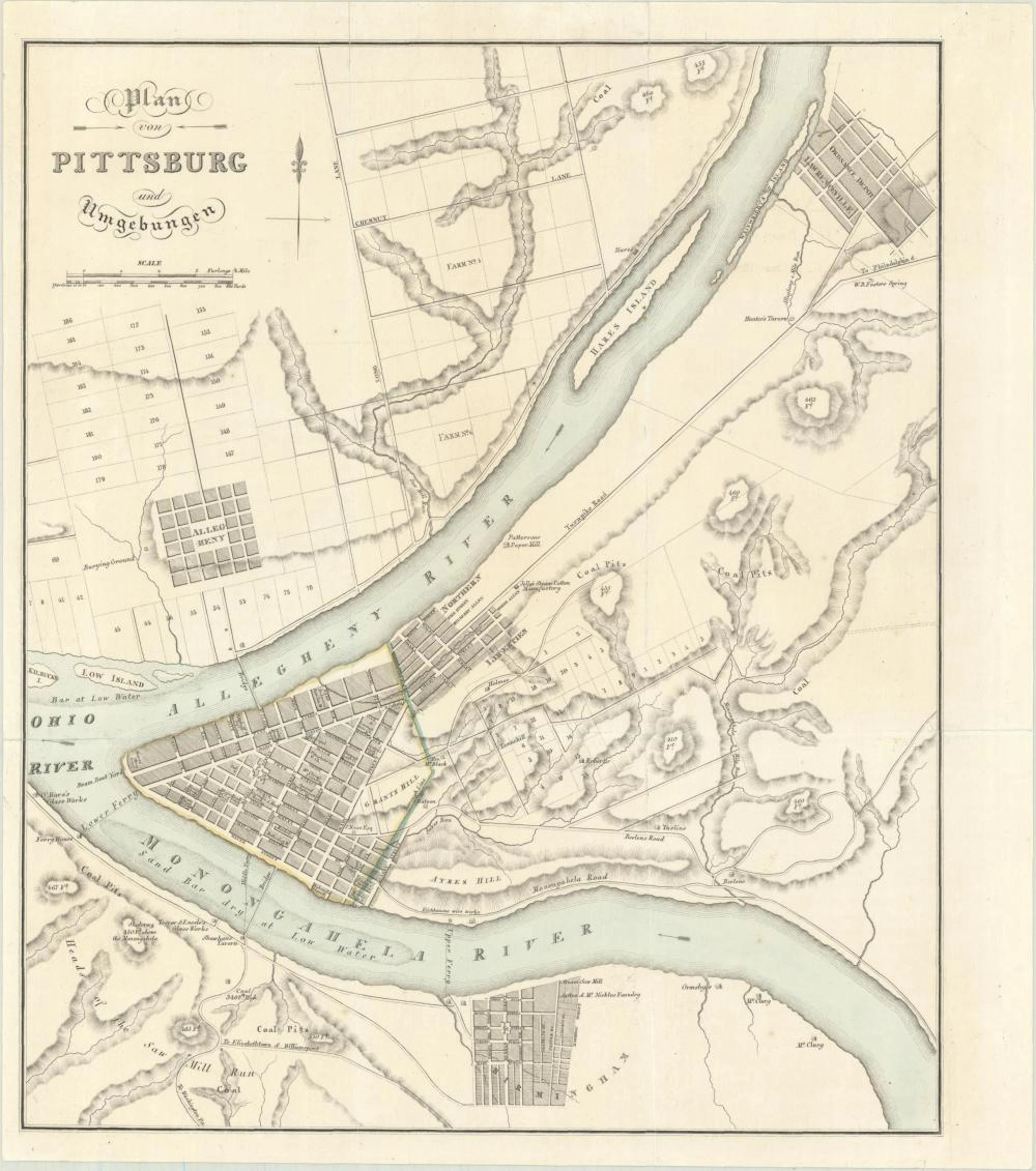 (Map - Pittsburgh, Pennsylvania) Plan von Pittsburg und Umgebunge
