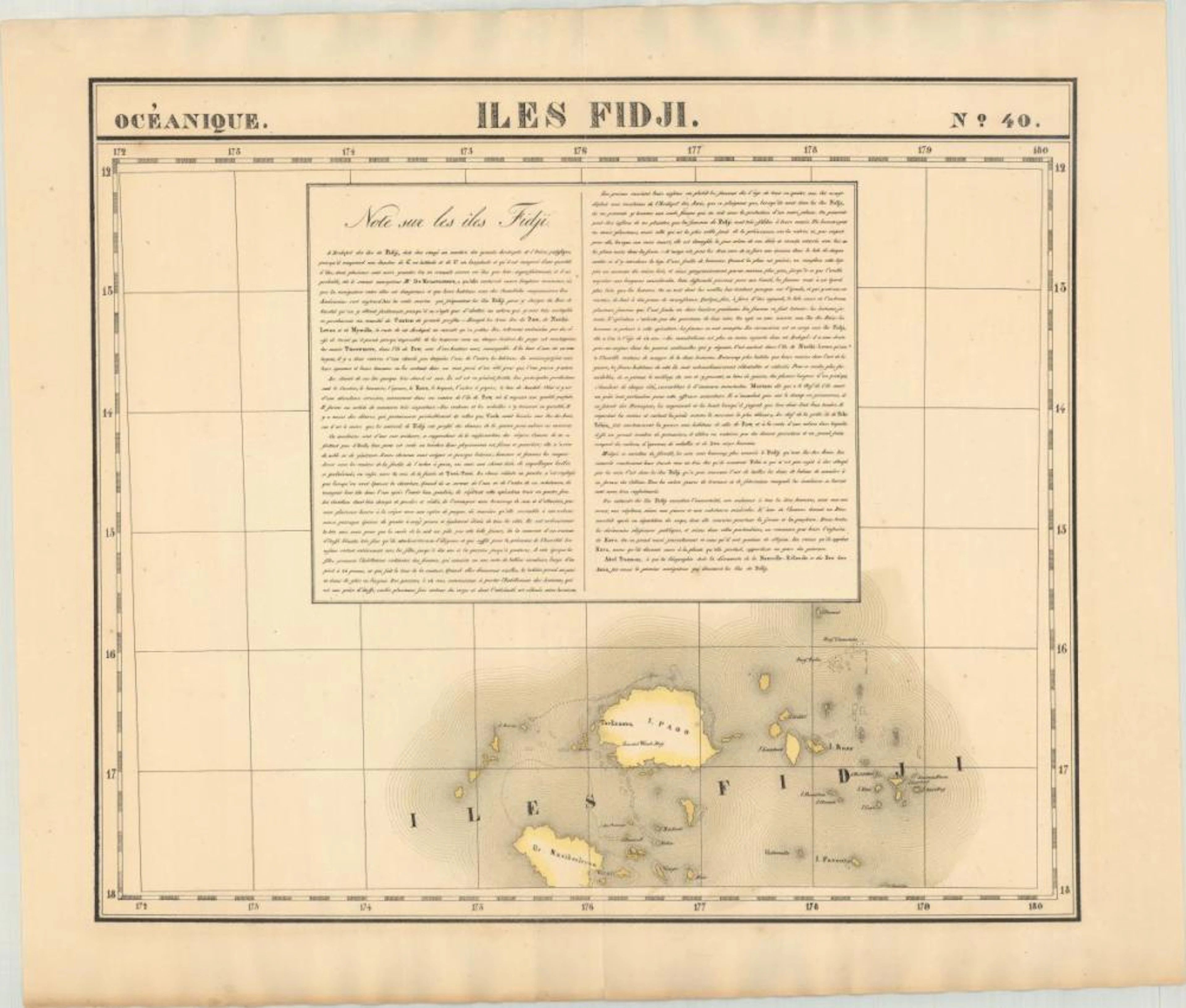 (Map - Fiji) Oceanique. Iles Fidji. No. 40