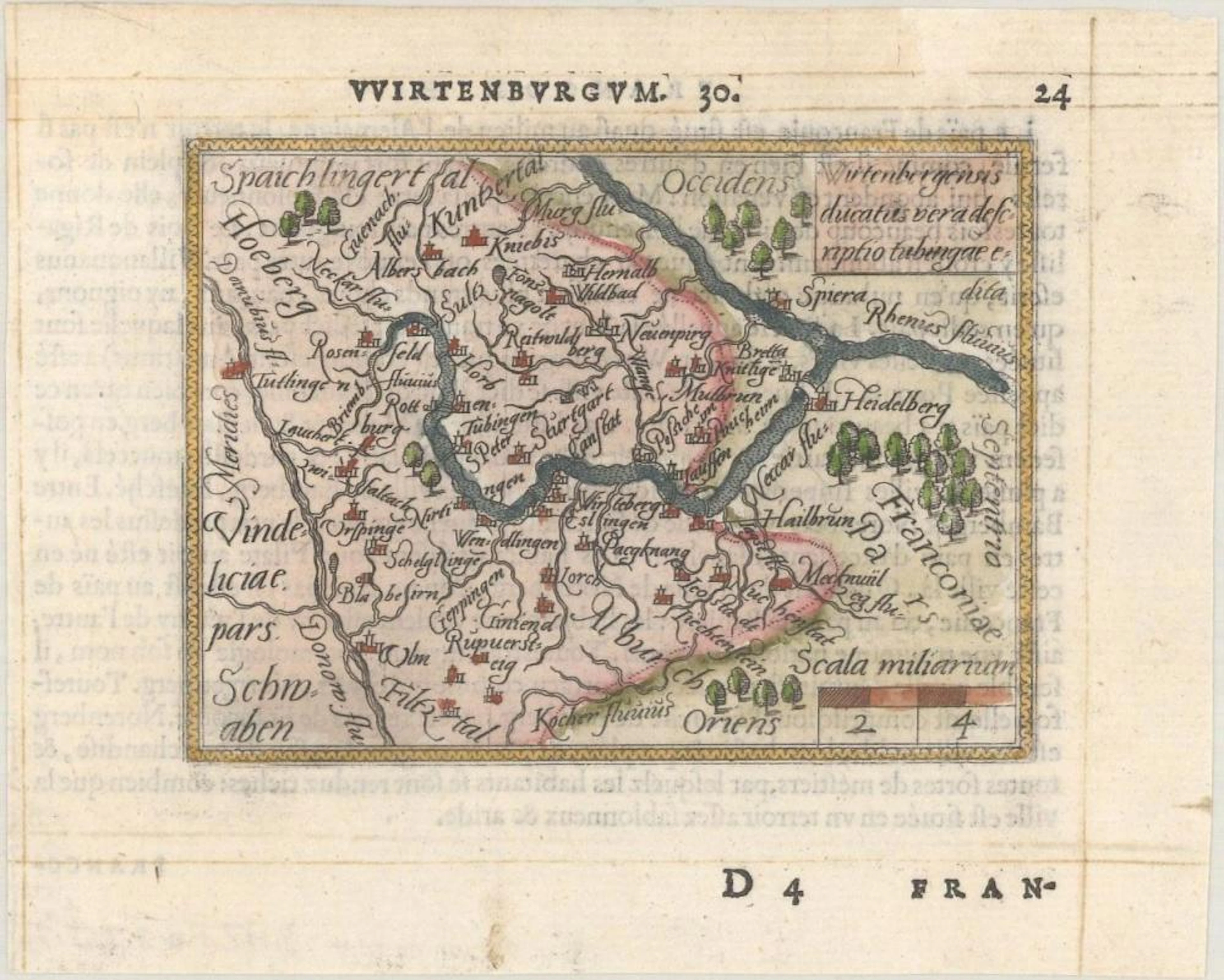 (Map - Southwestern Germany) Wirtenbergensis Ducatus Vera Descriptio Tubingae