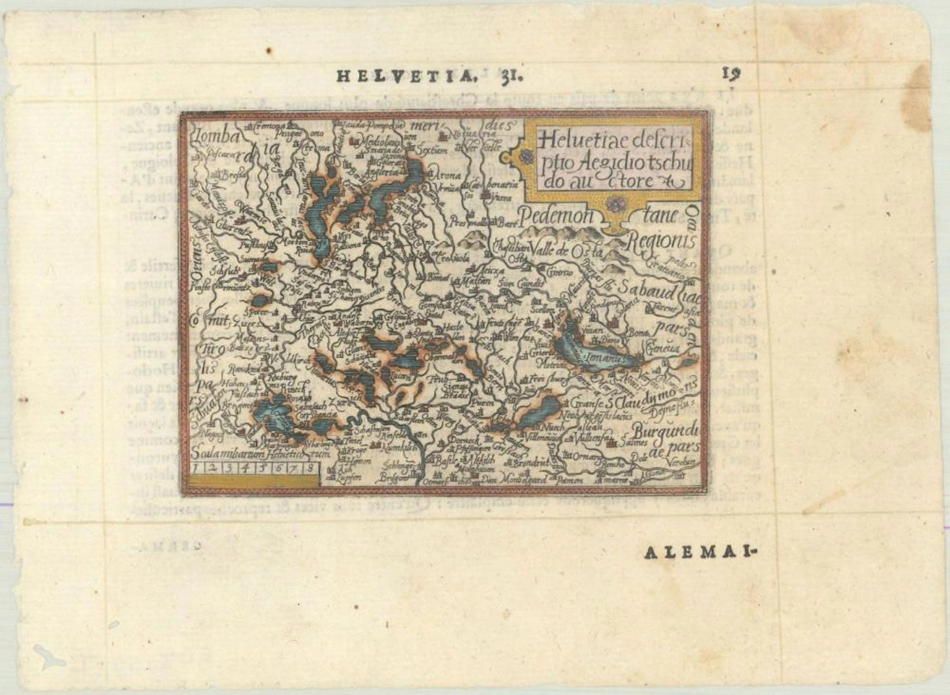 (Map - Switzerland) Helvetiae Descriptio Aegidio Tschudo Auctore