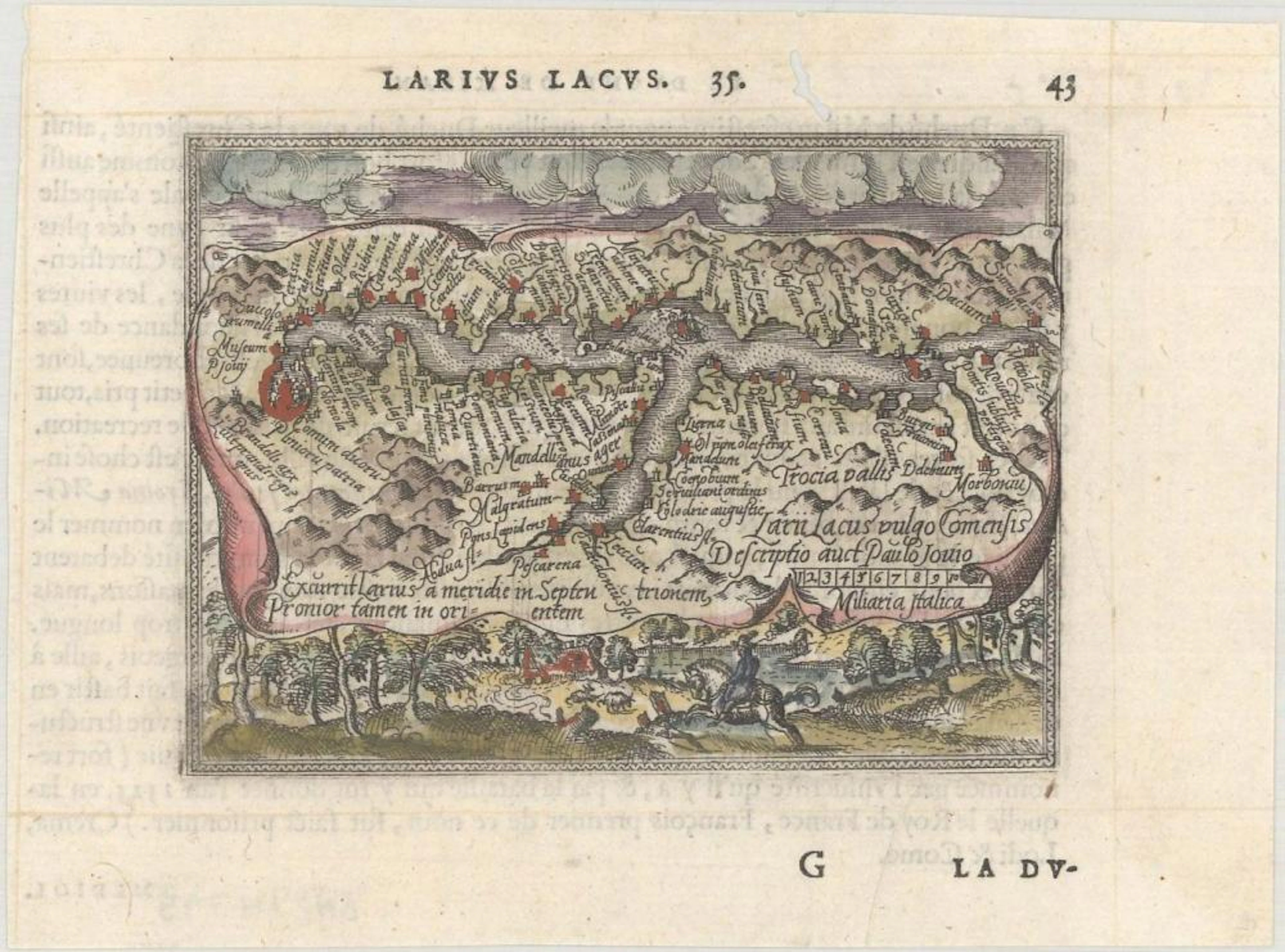 (Map - Lake Como, Italy) Larii Lacus Vulgo Comensis Descriptio Auct Paulo Jovio