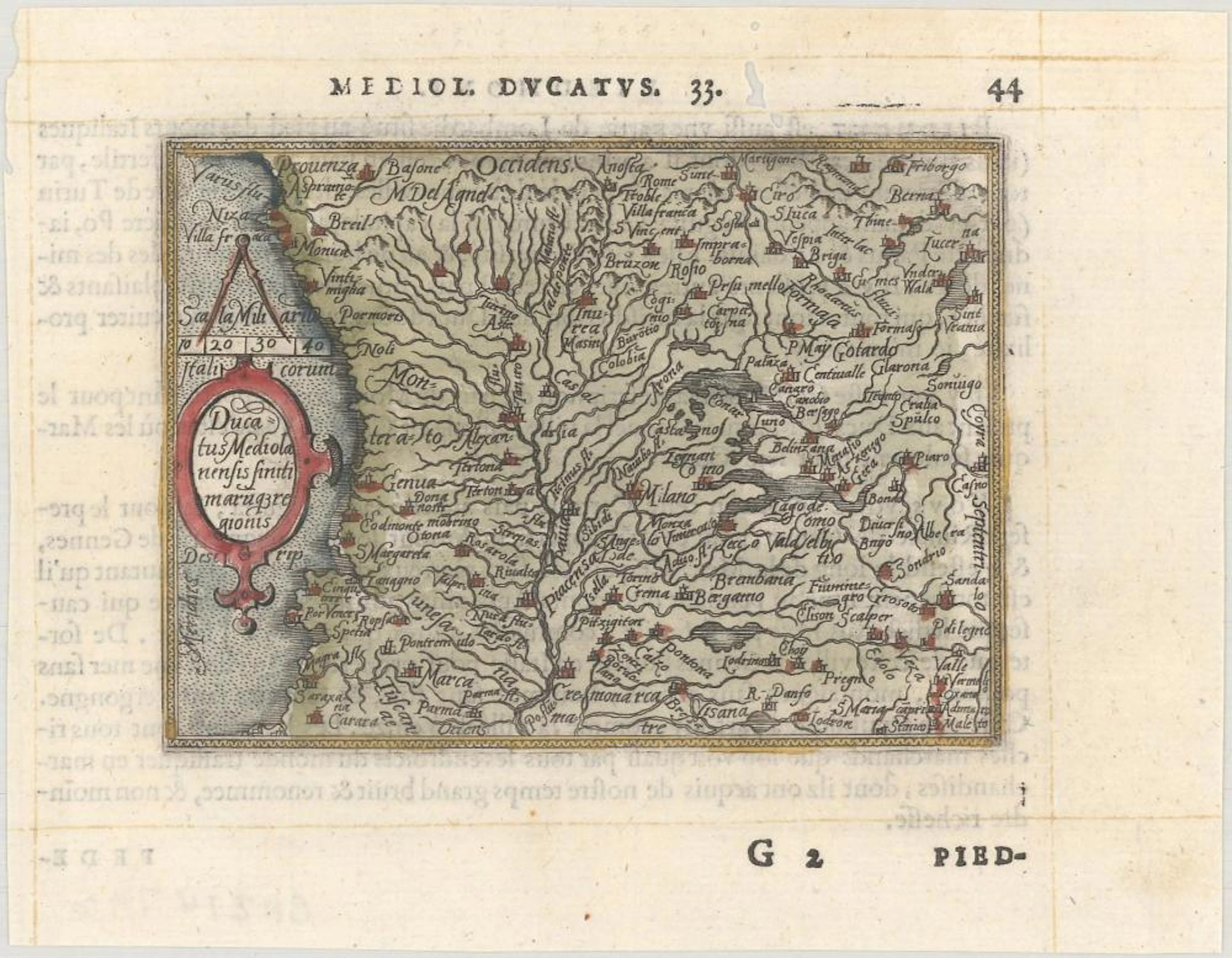 (Map - Northwestern Italy) Ducatus Mediolanensis Finitimaruque Regionis Descrip