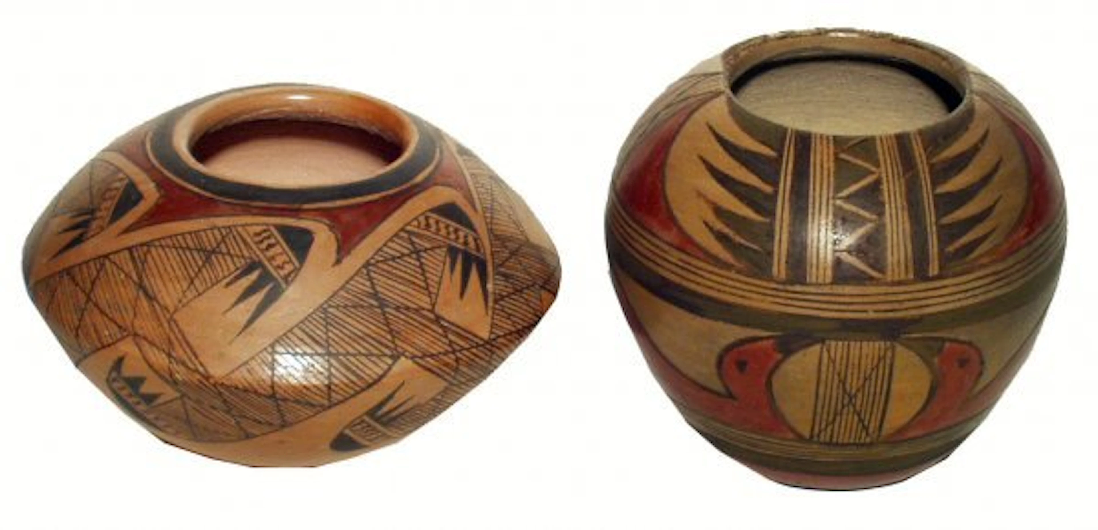 2 polychrome miniature indian bowls