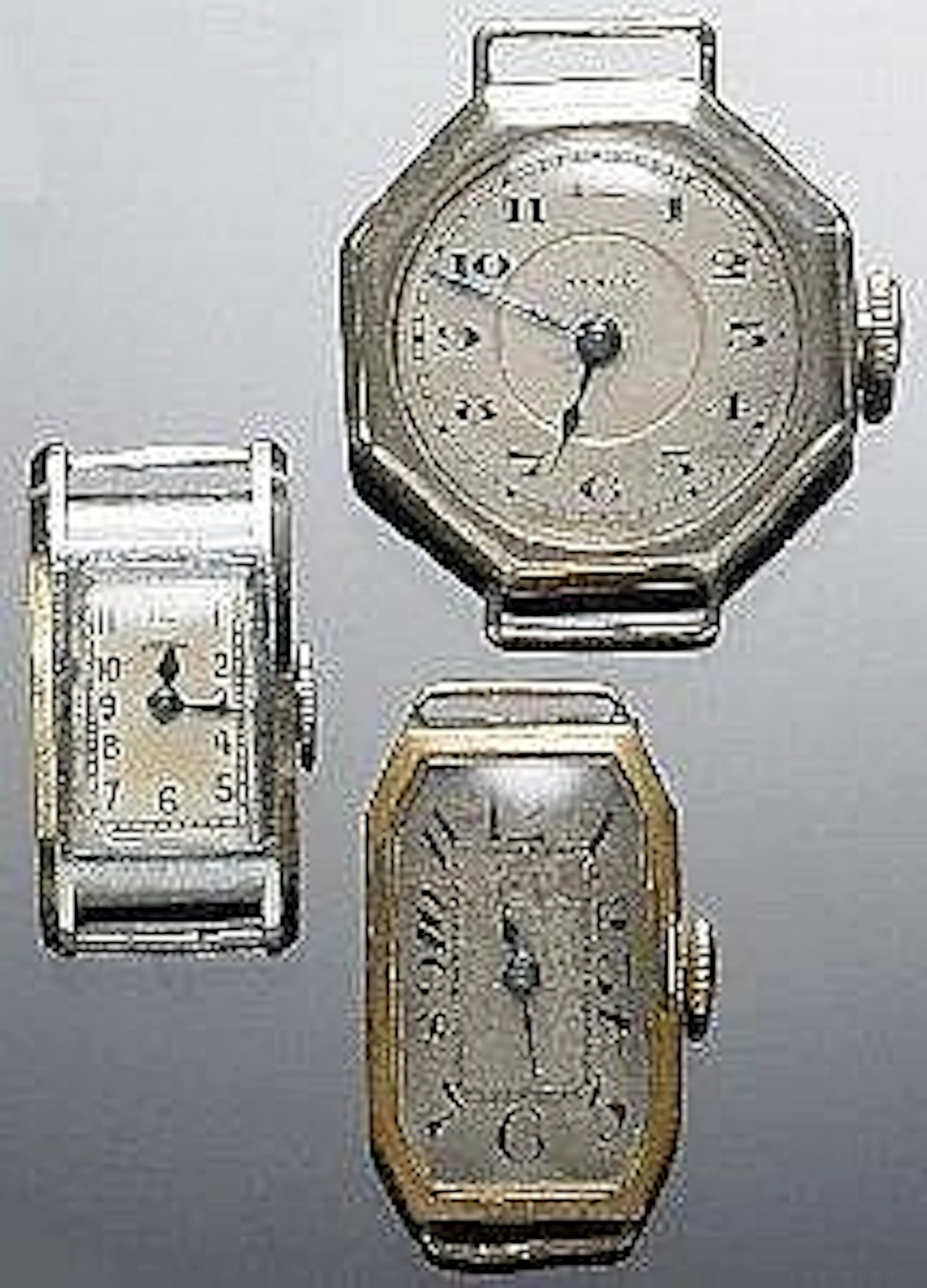 Lote de tres relojes de pulsera antiguos: 1) Reloj...
