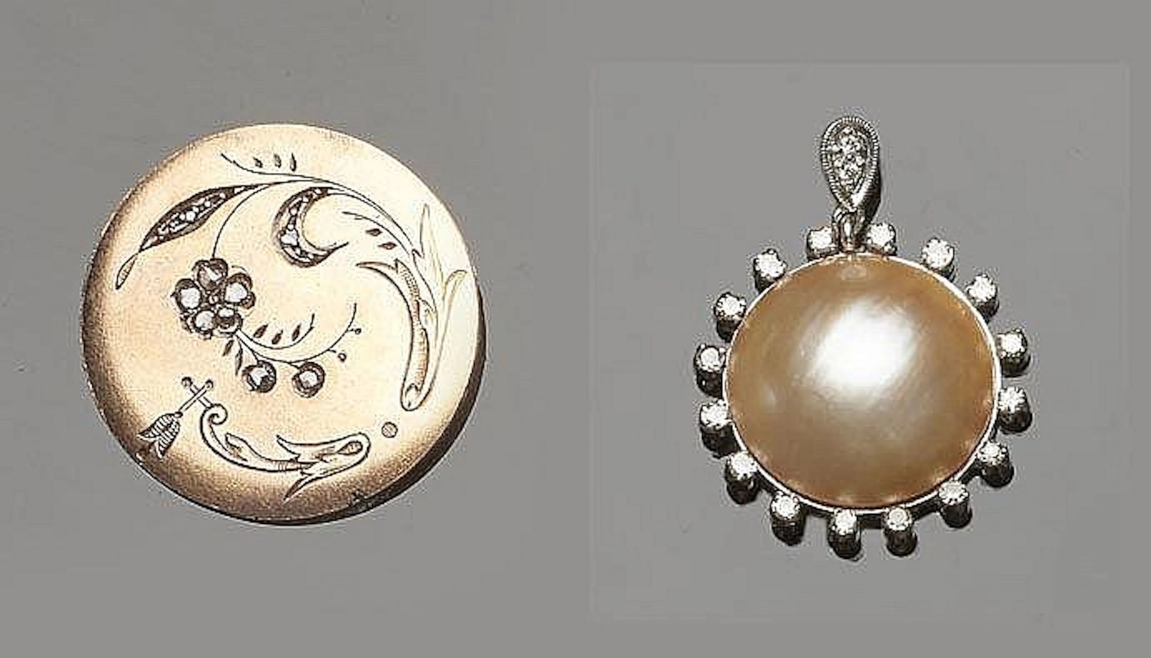 A GOLD, PEARL AND DIAMOND JEWELRY