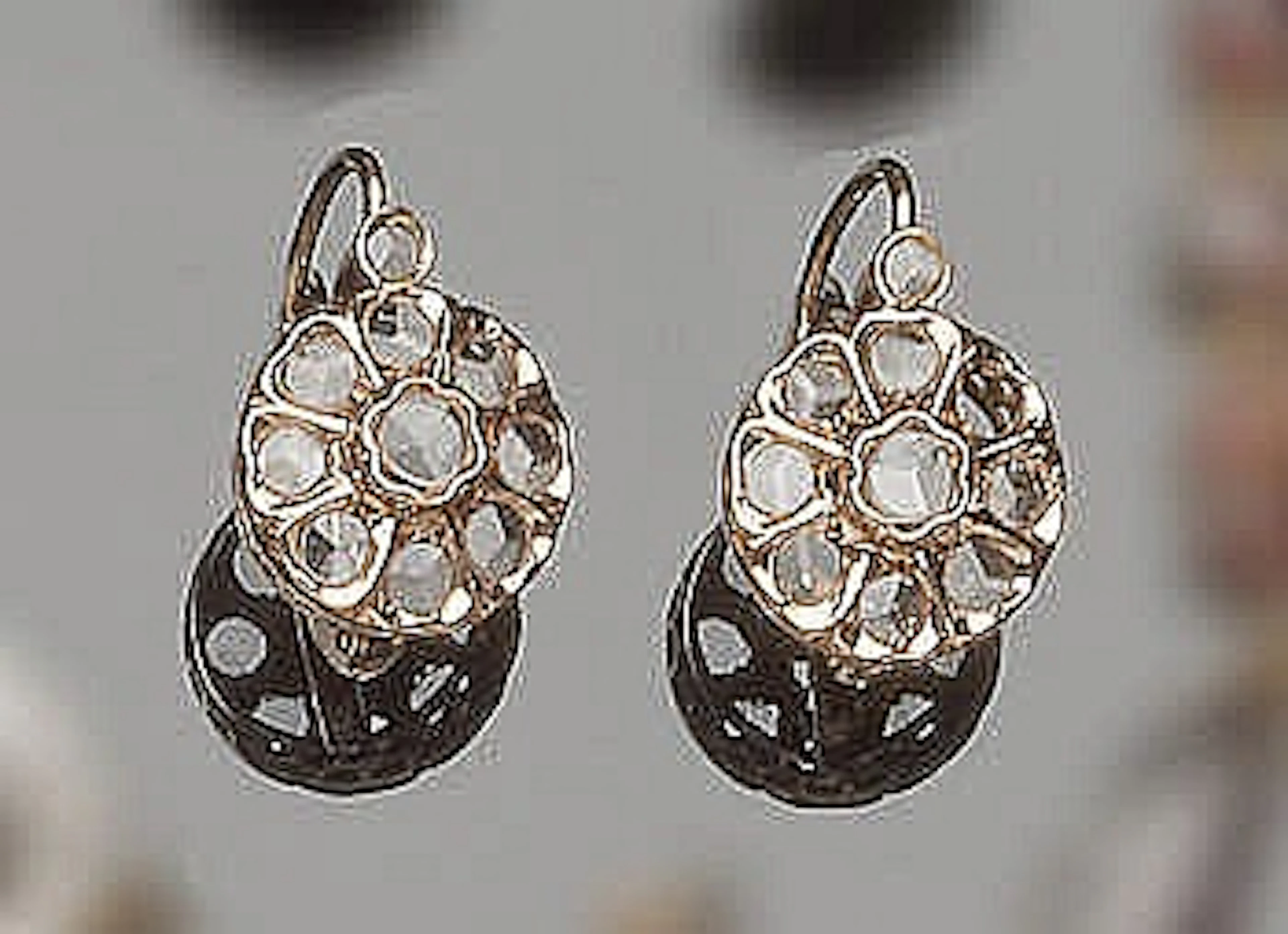 A PAIR OF VINTAGE GOLD AND SYNTHETIC SAPPHIRE EARRINGS