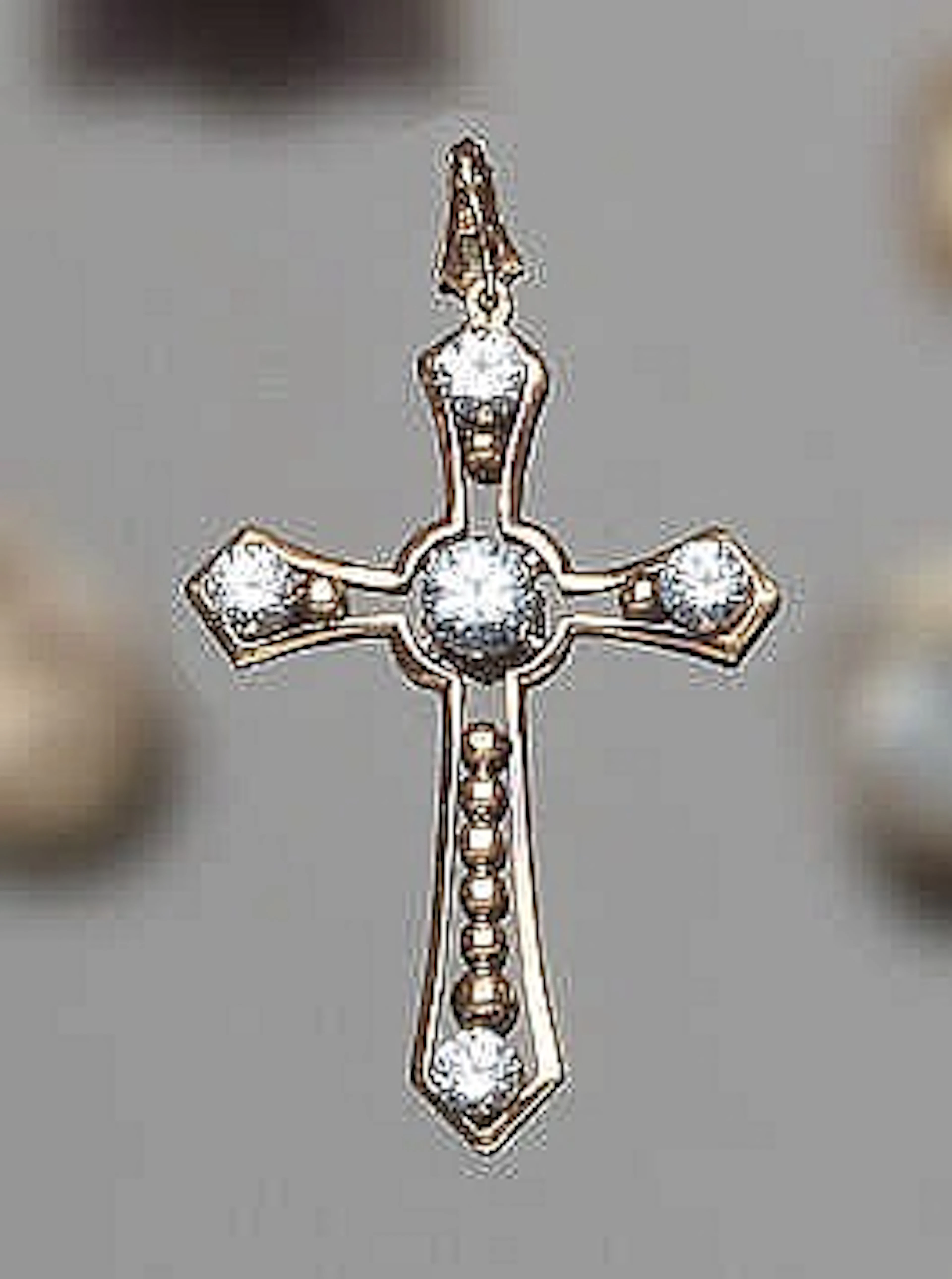 AN VINTAGE GOLD AND BLUE GEMSTONE PENDANT-CROSS