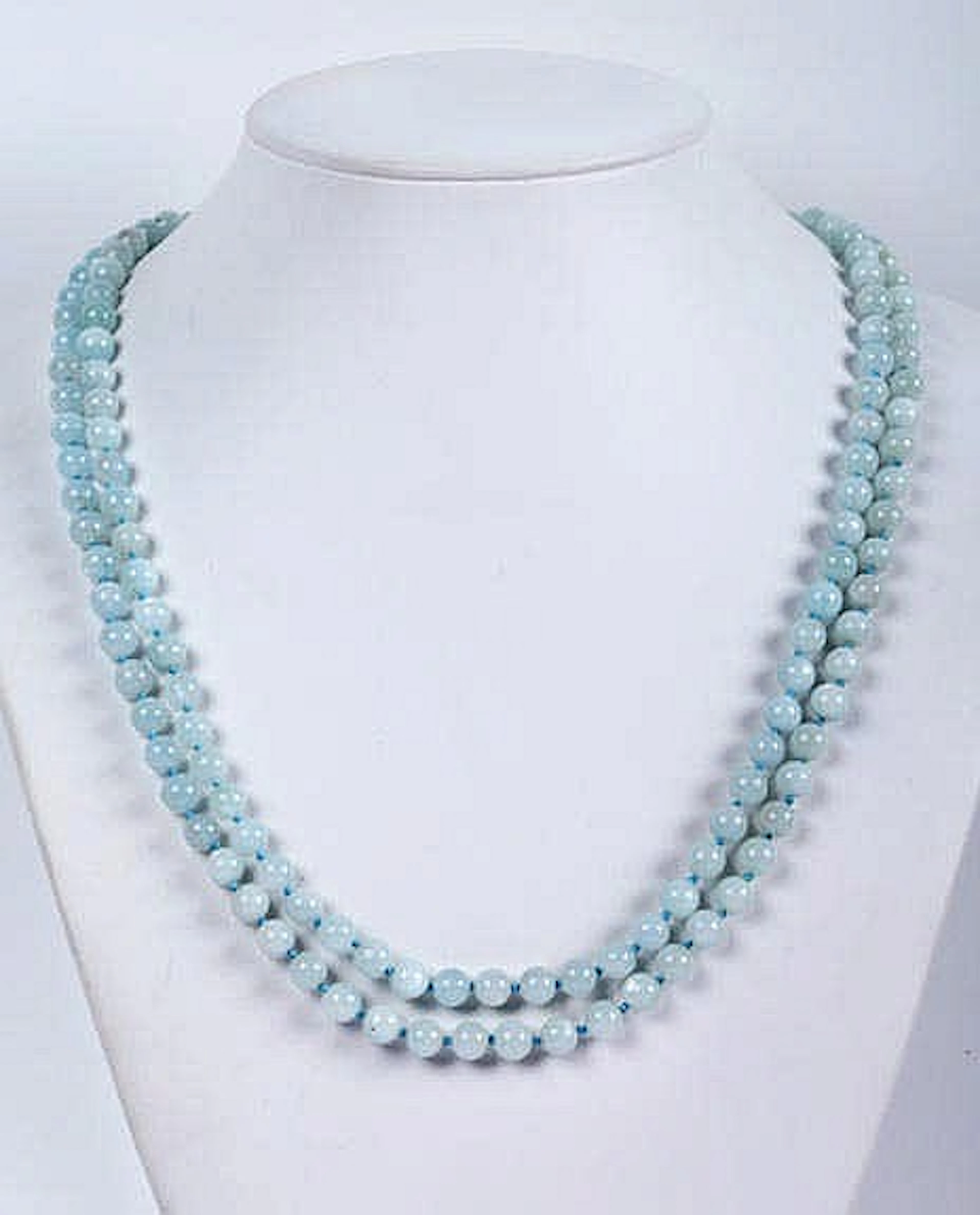 TWO AQUAMARINE NECKLACES