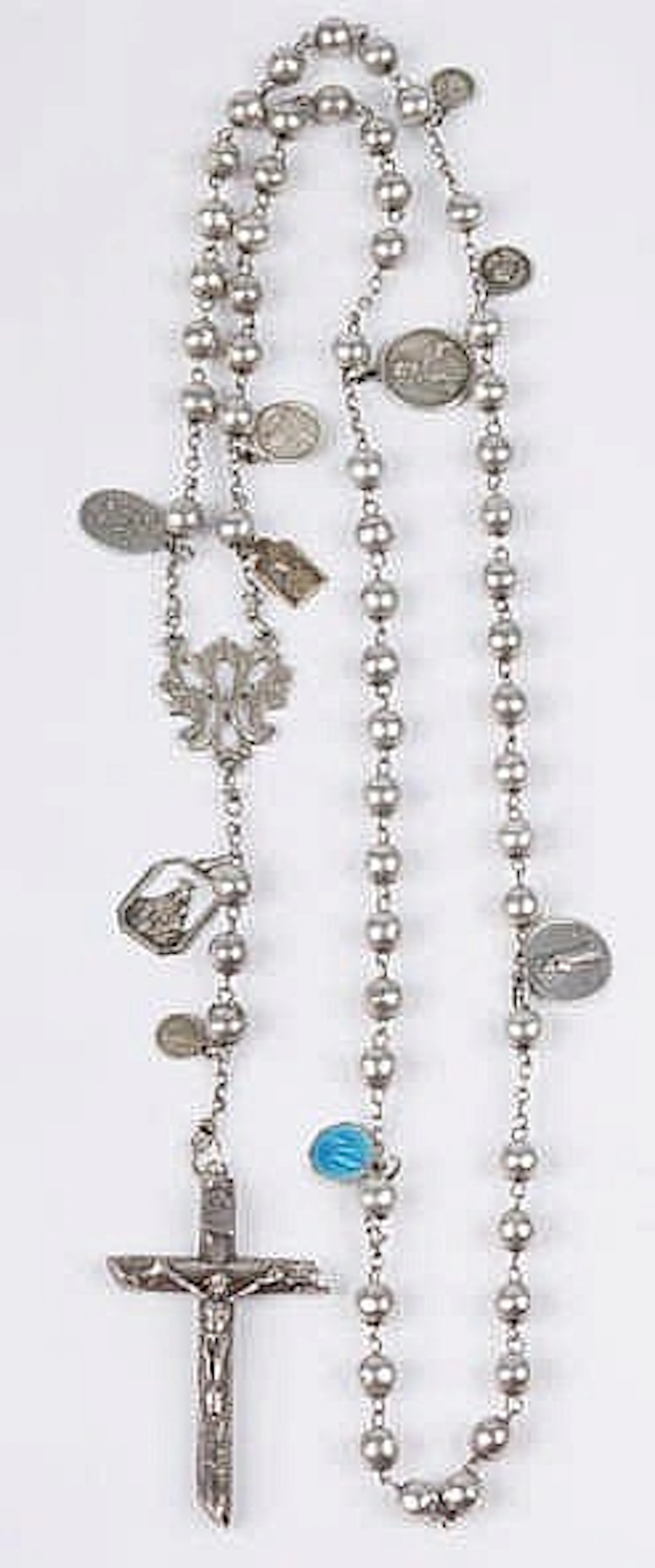 A VINTAGE SILVER ROSARY