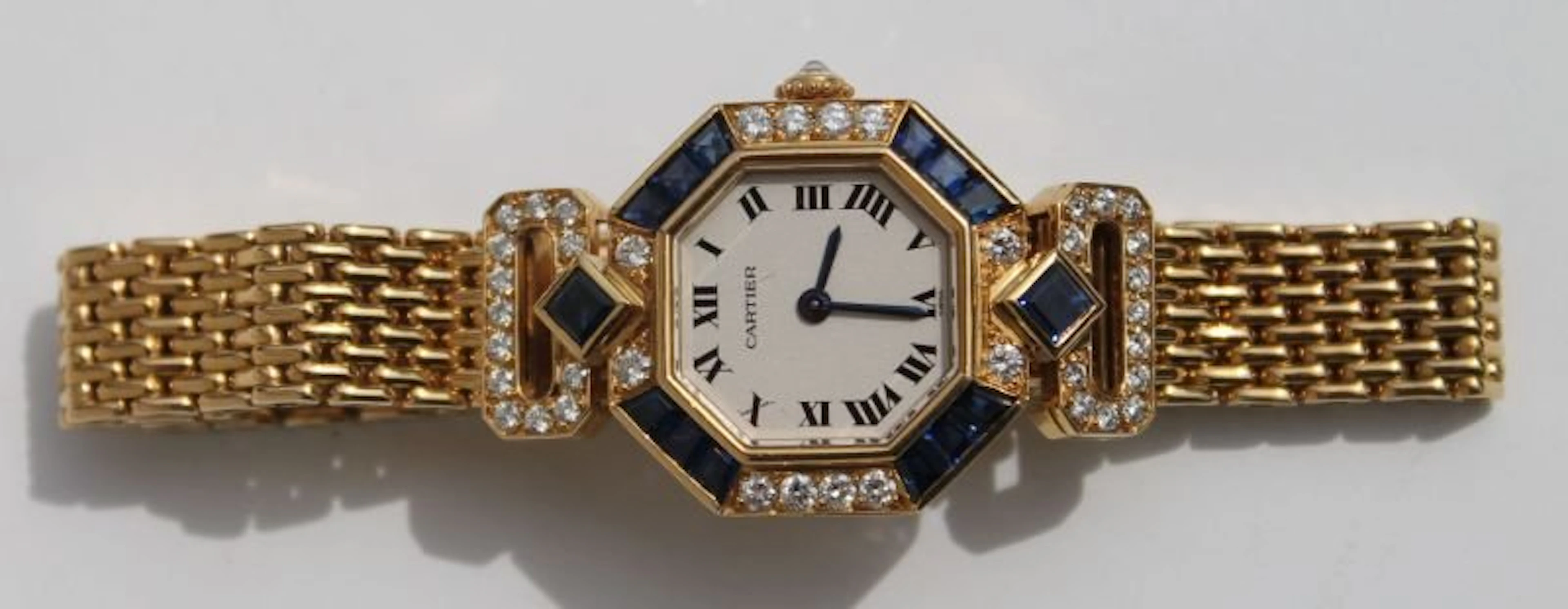Rare & desirable Cartier 18k gold w diamonds & sapphire
