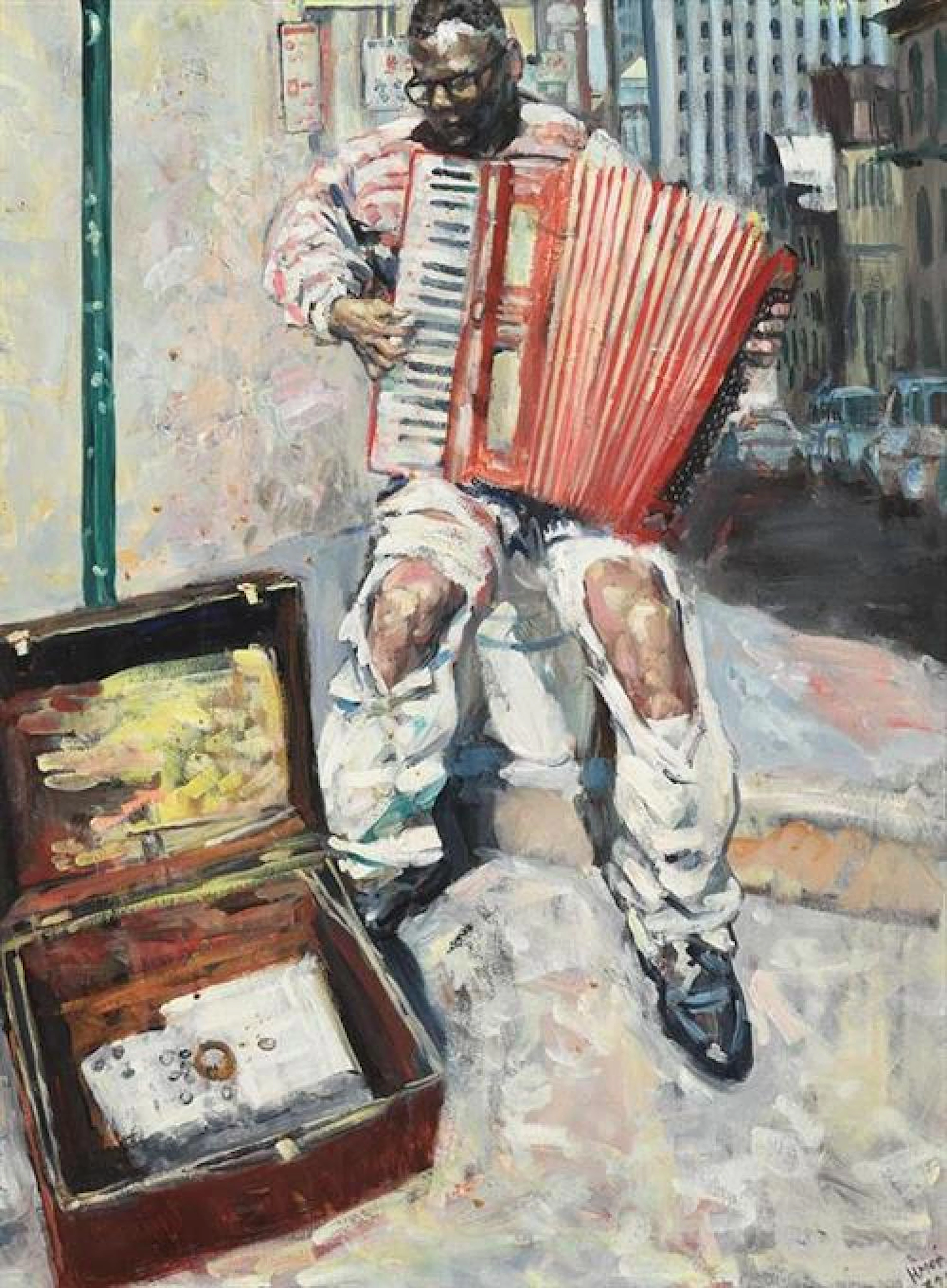 Hector McDonnell RUA (b.1947) Accordion Player, San Francisco (1999)