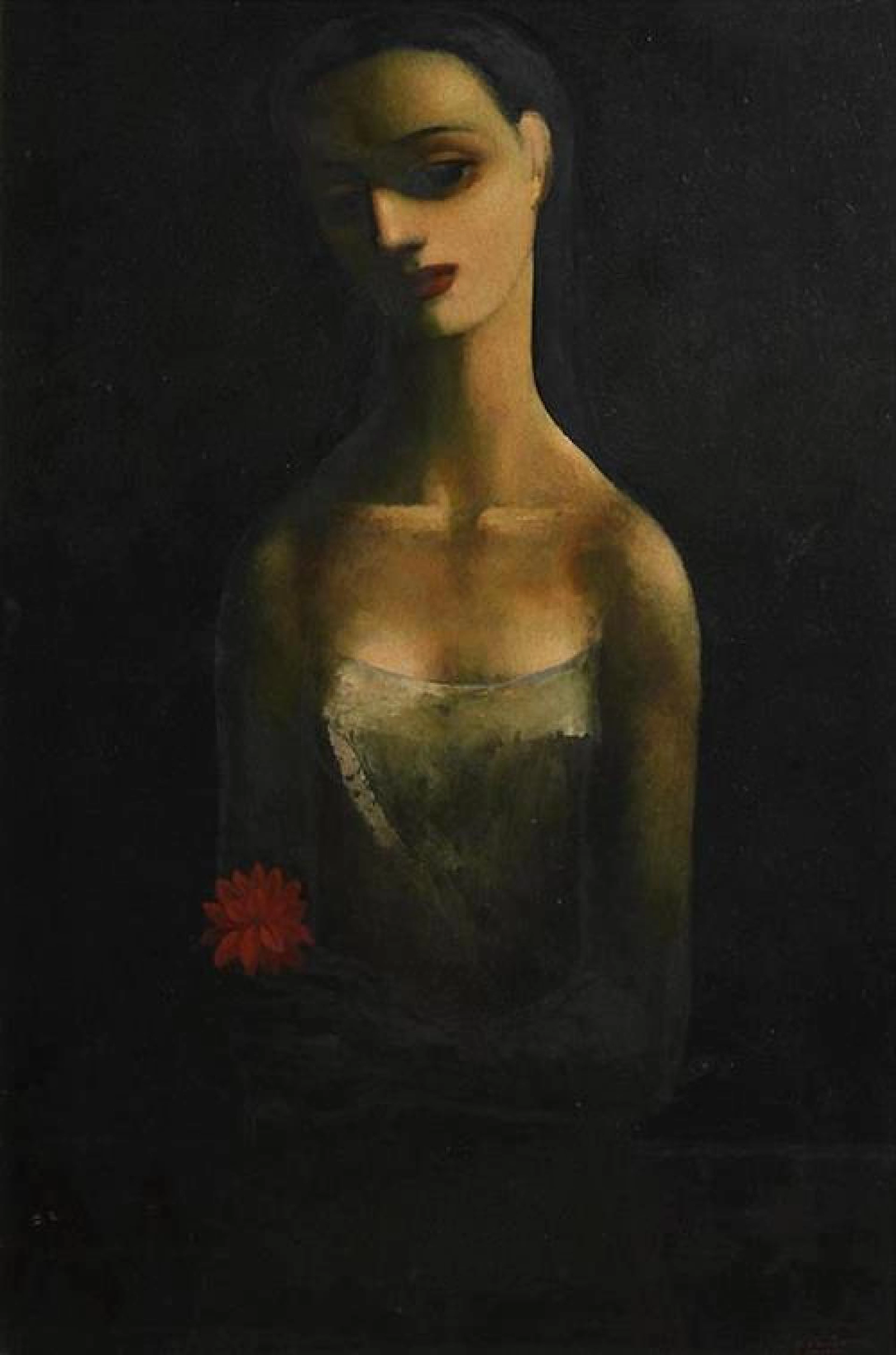 Daniel O'Neill (1920-1974) Girl with Flower (c.1958/62)