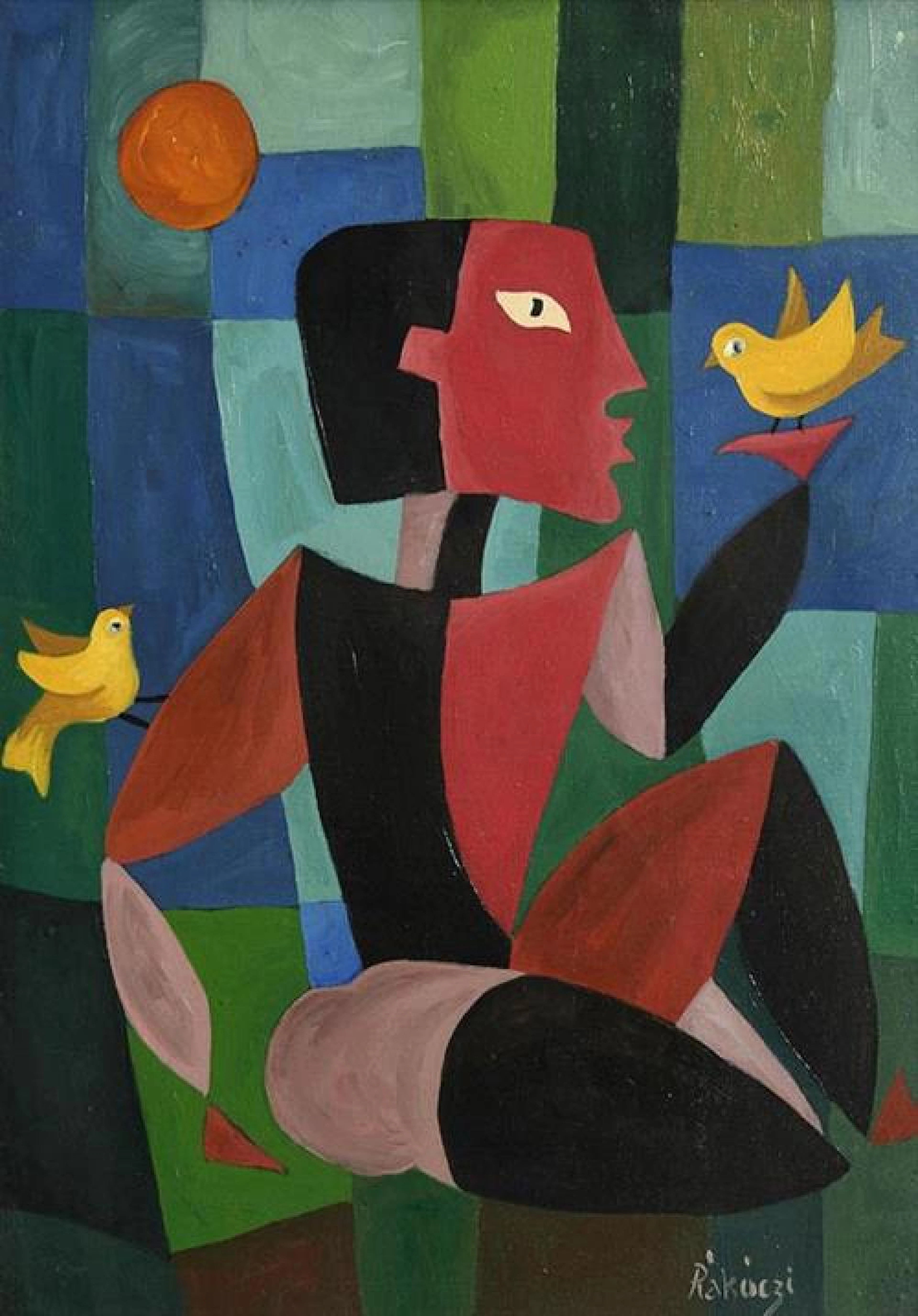 Basil Ivan Rakoczi (1908-1979) Figure with Birds
