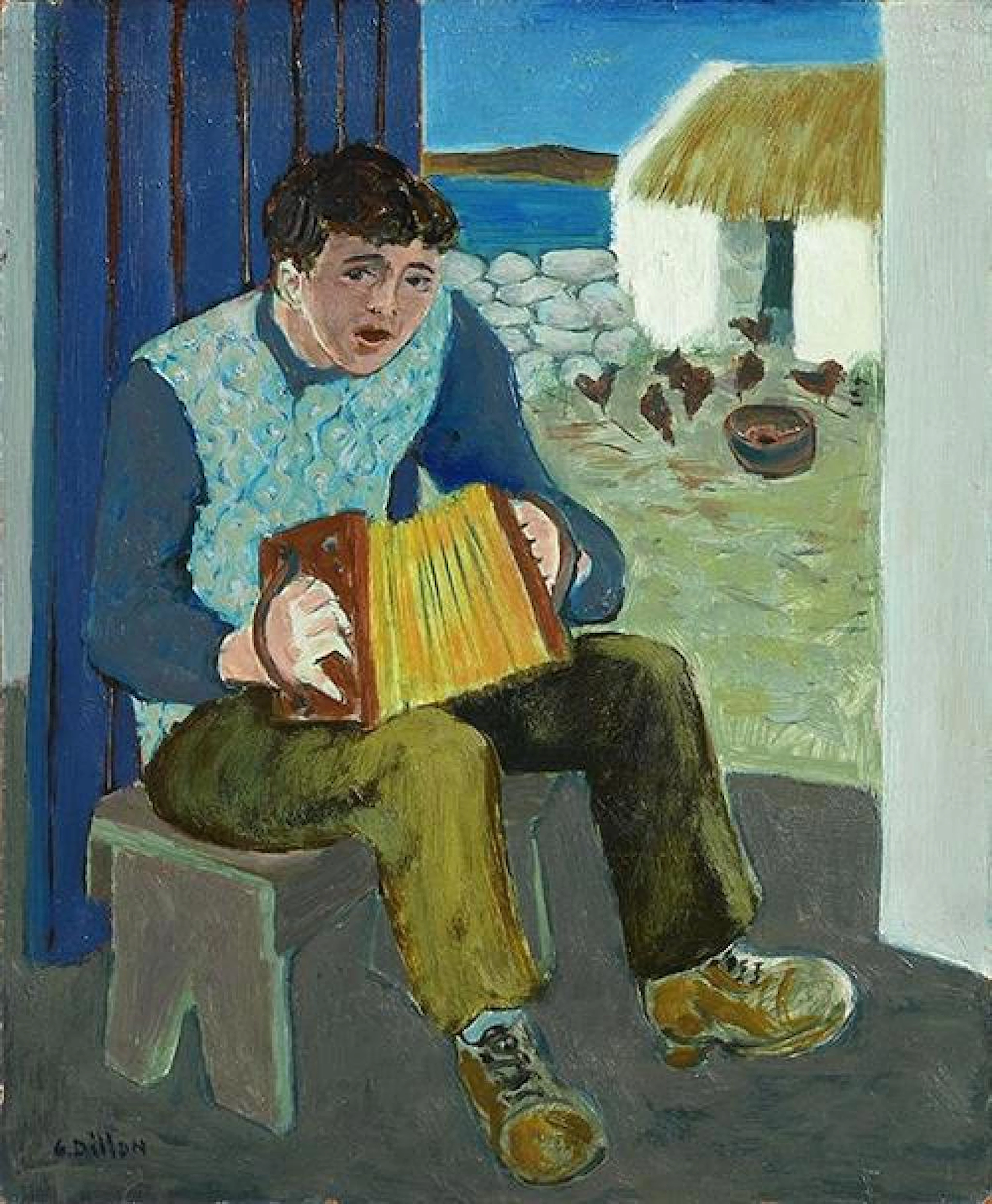 Gerard Dillon (1916-1971) Man and Accordion, Connemara