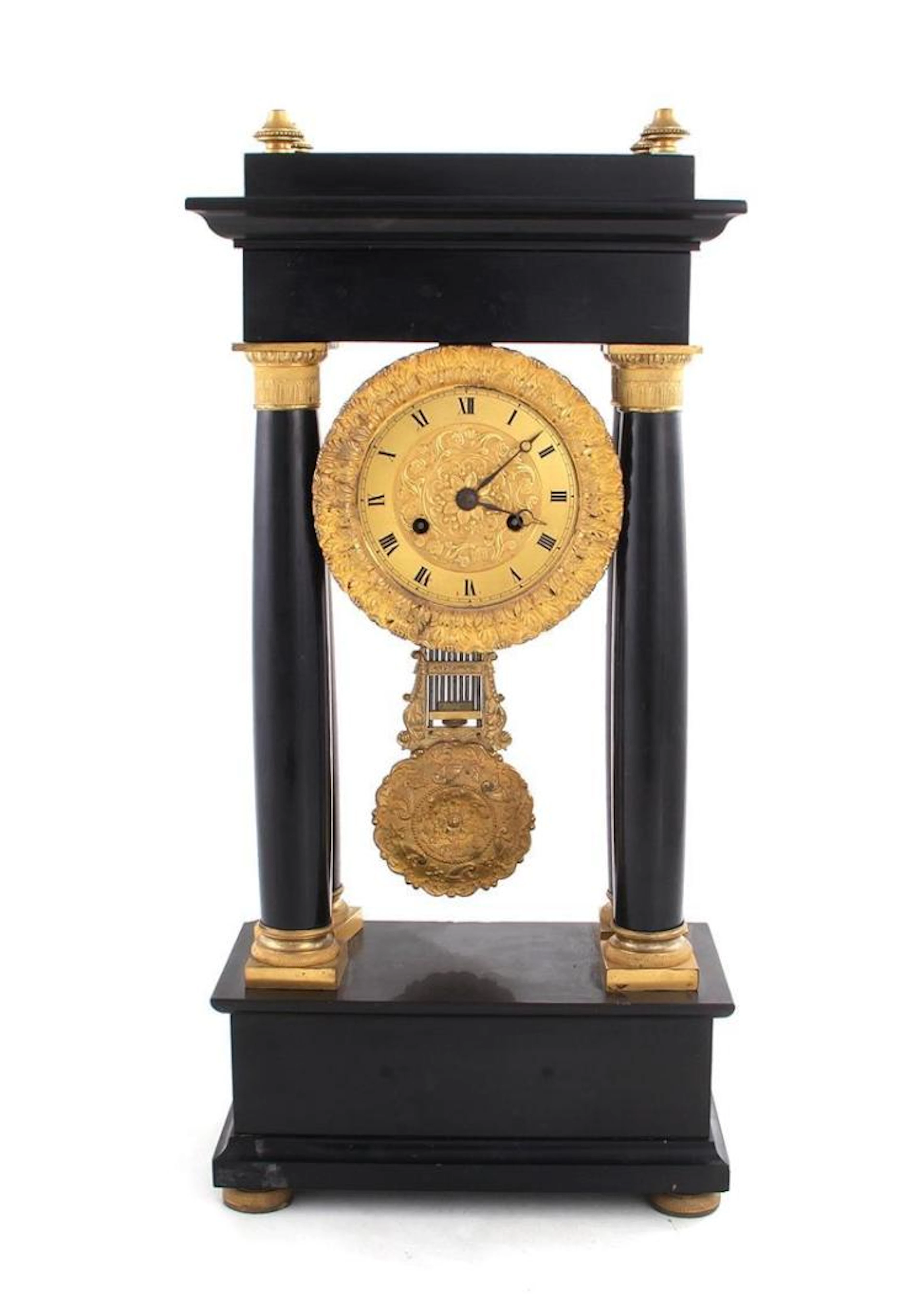 Louis Philippe ormolu-mounted slate portico clock