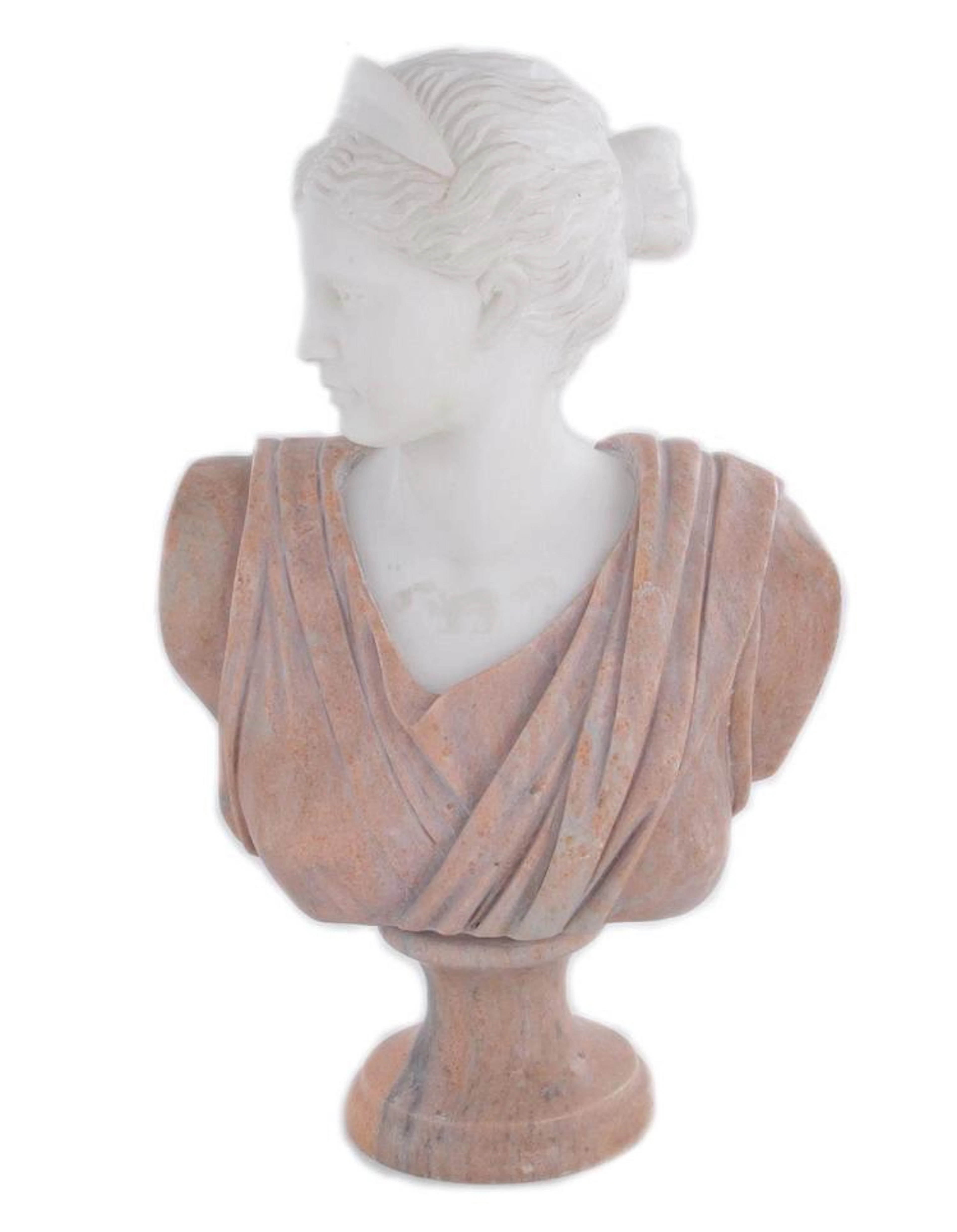Continental carved marble bust of Diana