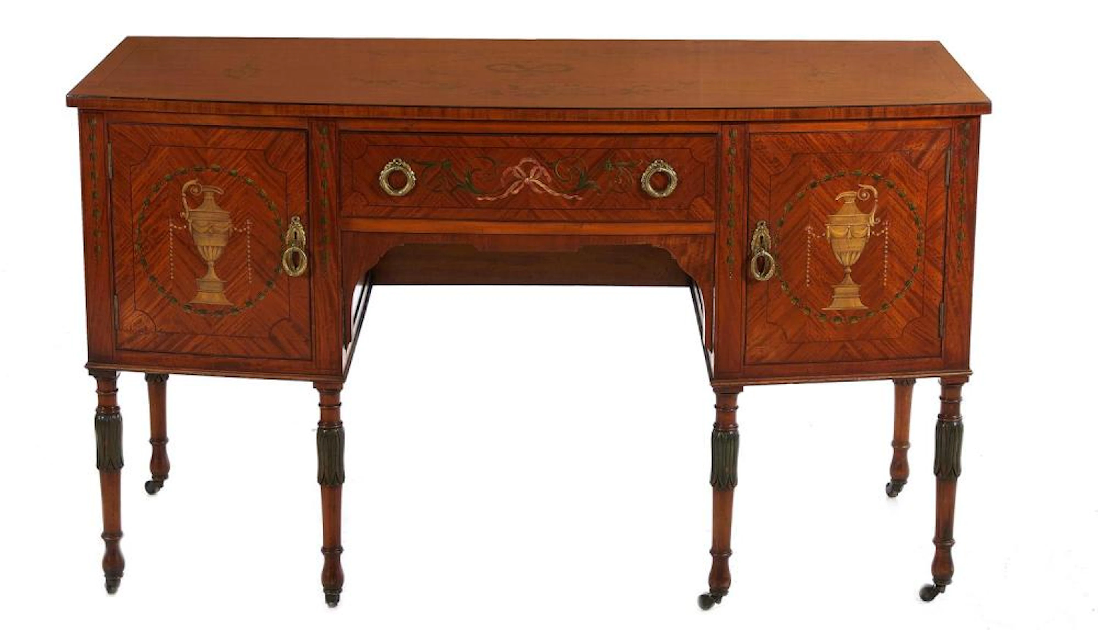 Edwardian Paint-Decorated Satinwood Dressing Table or Server