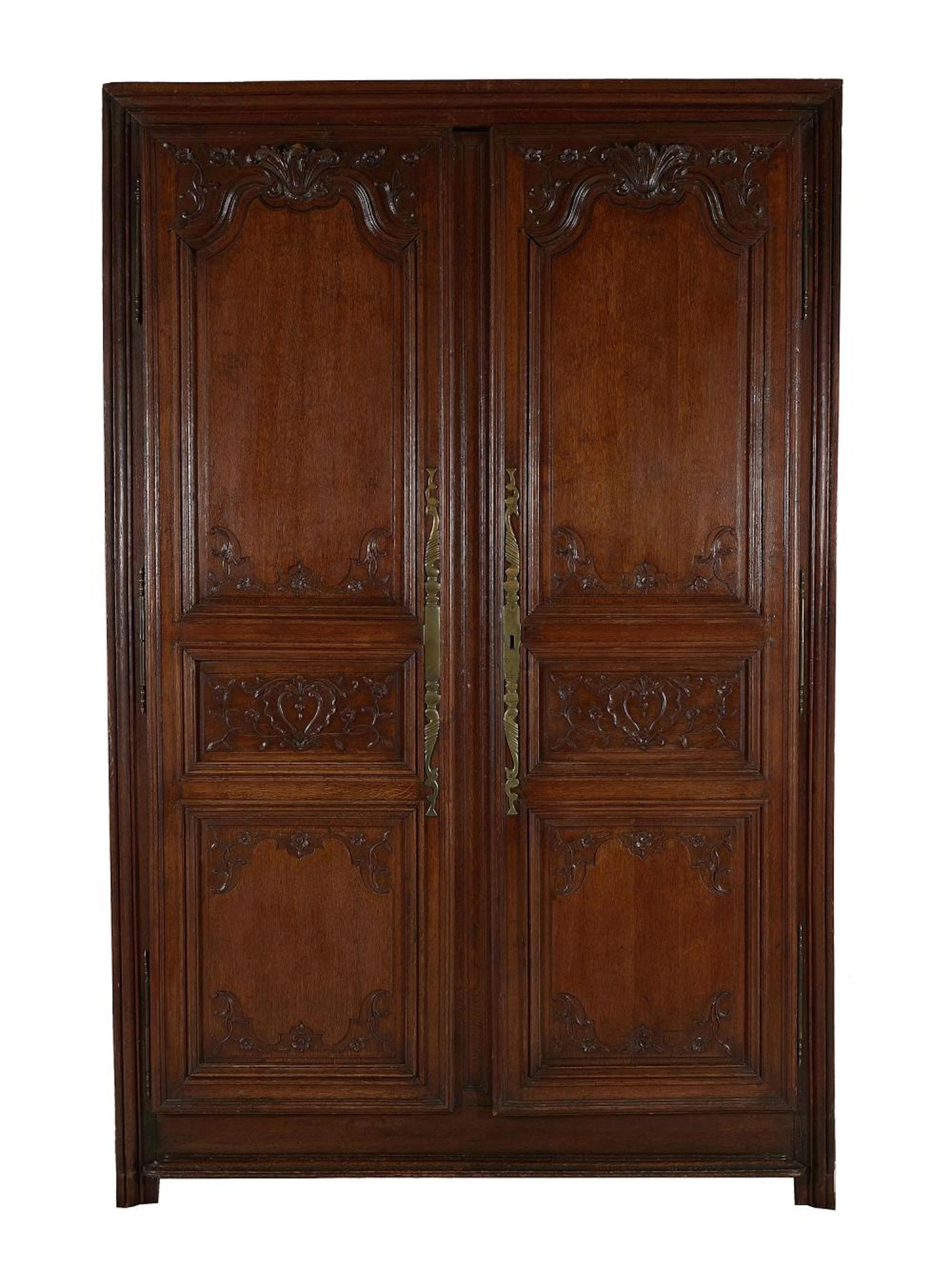 French Provincial Carved Oak Armoire