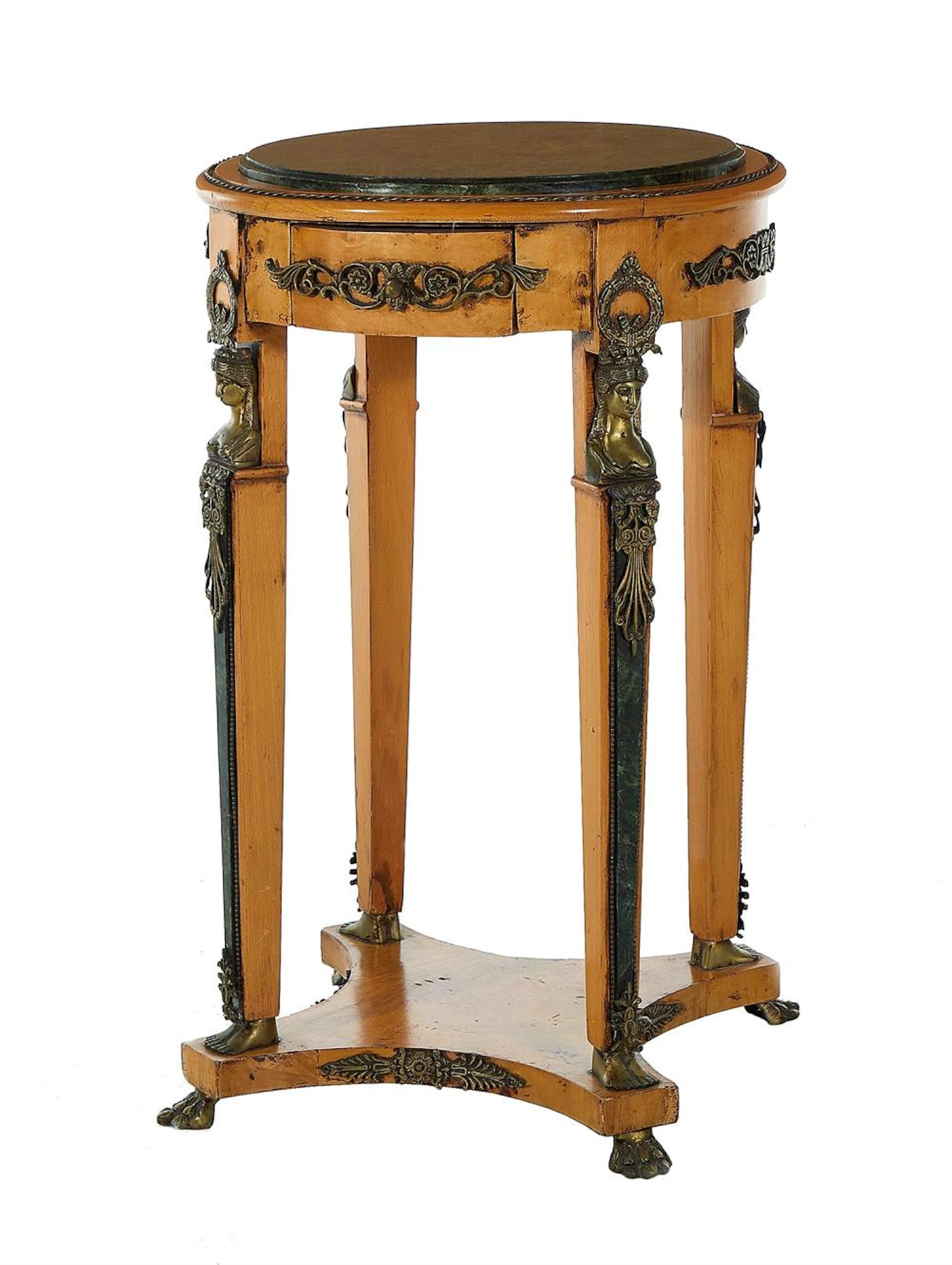 apoleon III Style Bronze-Mounted Beechwood and Marbletop Table