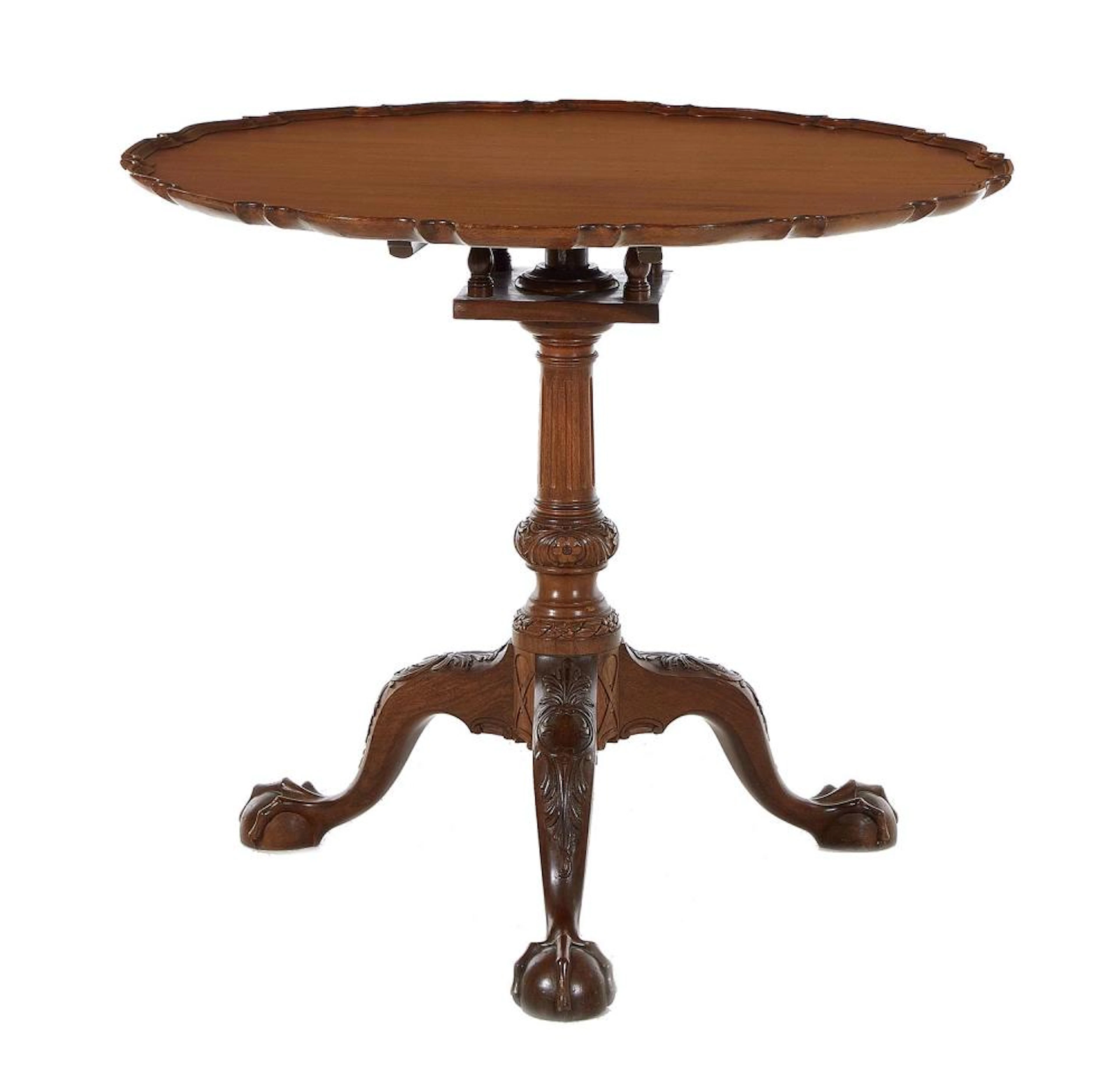 American Walnut Piecrust Birdcage Tilt-Top Table, Nathan Margolis