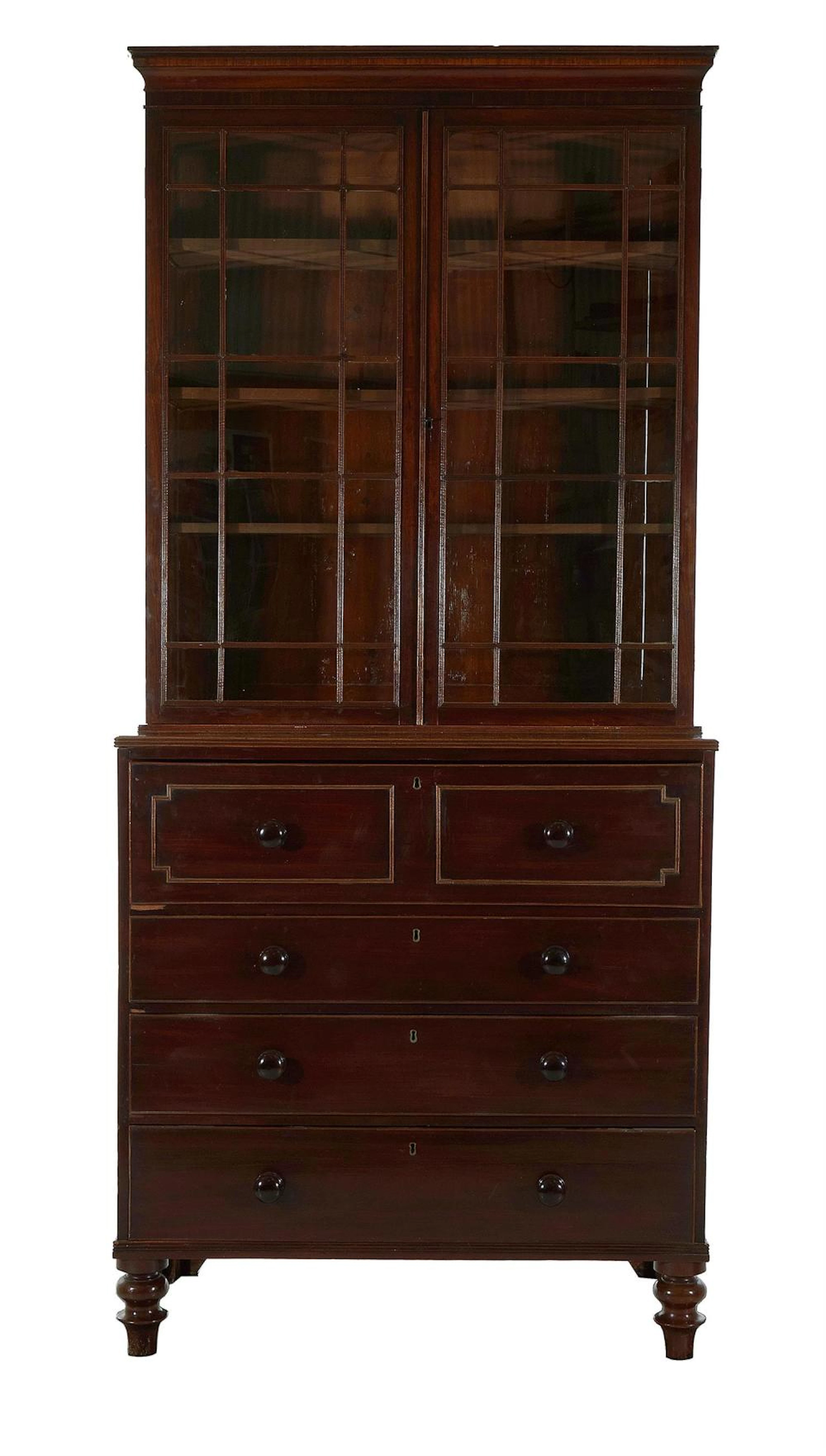 William IV Mahogany Bureau Bookcase