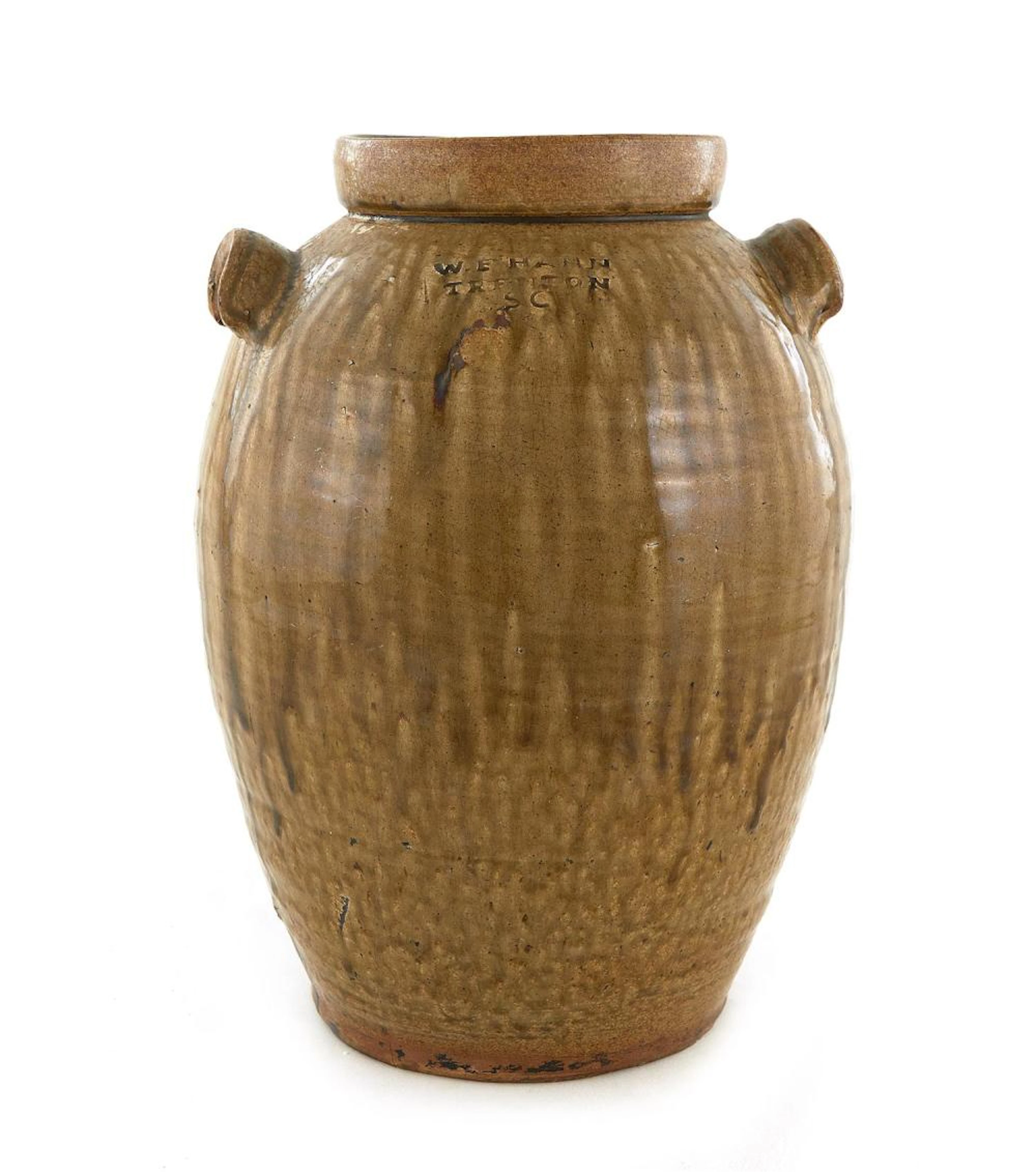 Southern Stoneware Storage Jar, Stamped: W.F. Hah