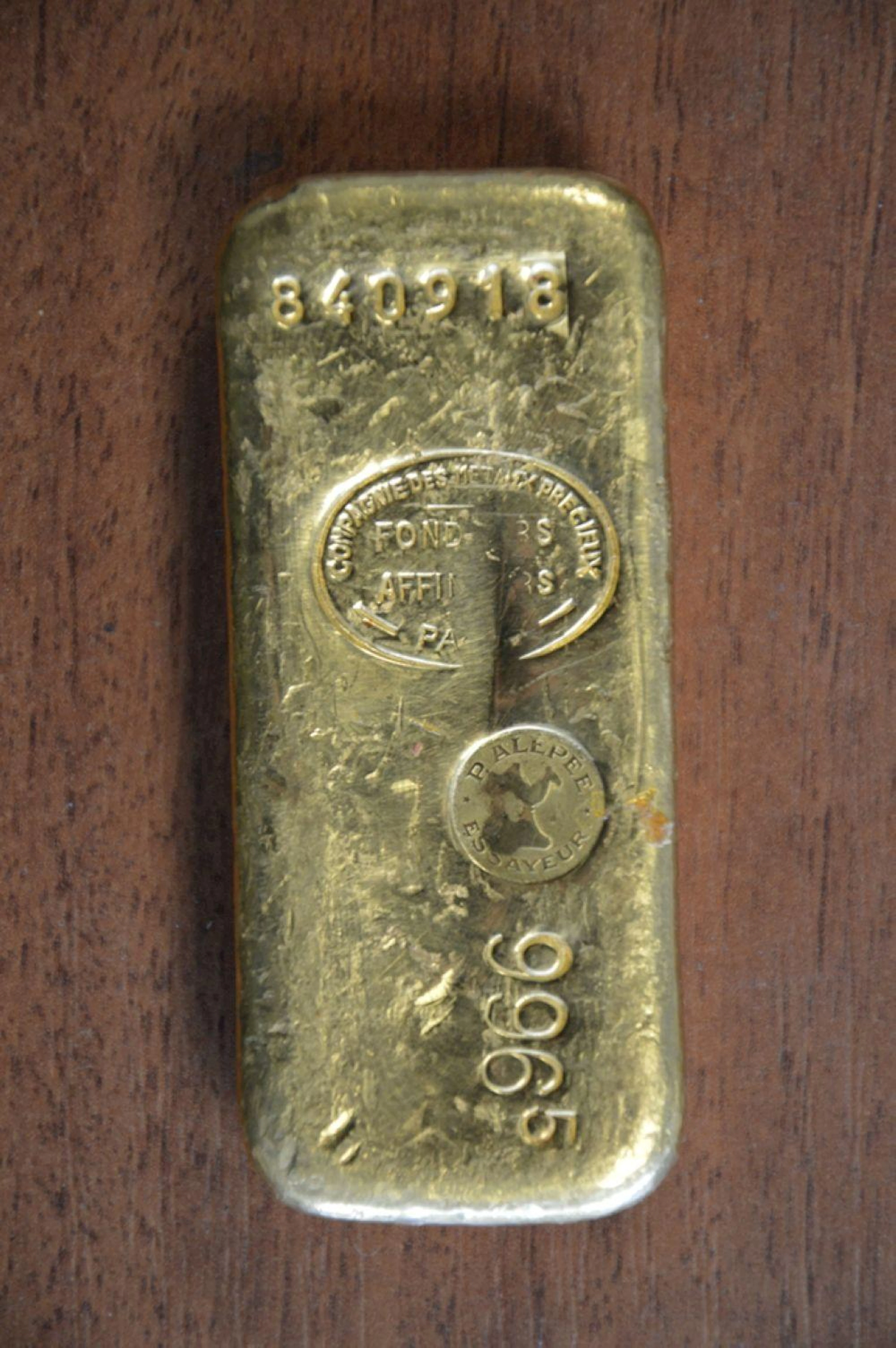 Lingot d'or n°840918 de 996,5 gr (sans certificat) Vendu sur désignation