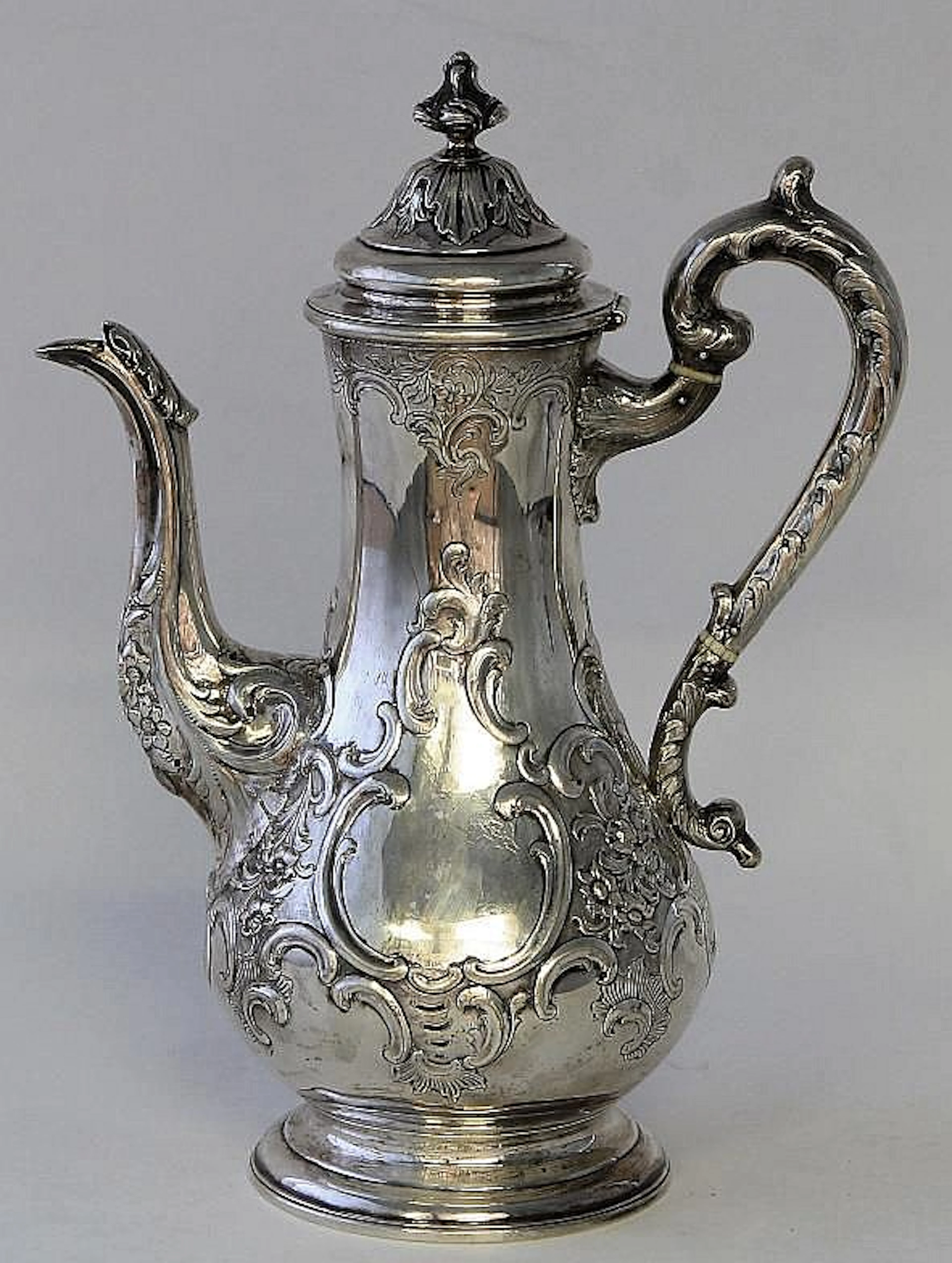 A Victorian Scottish silver coffee pot Of baluster