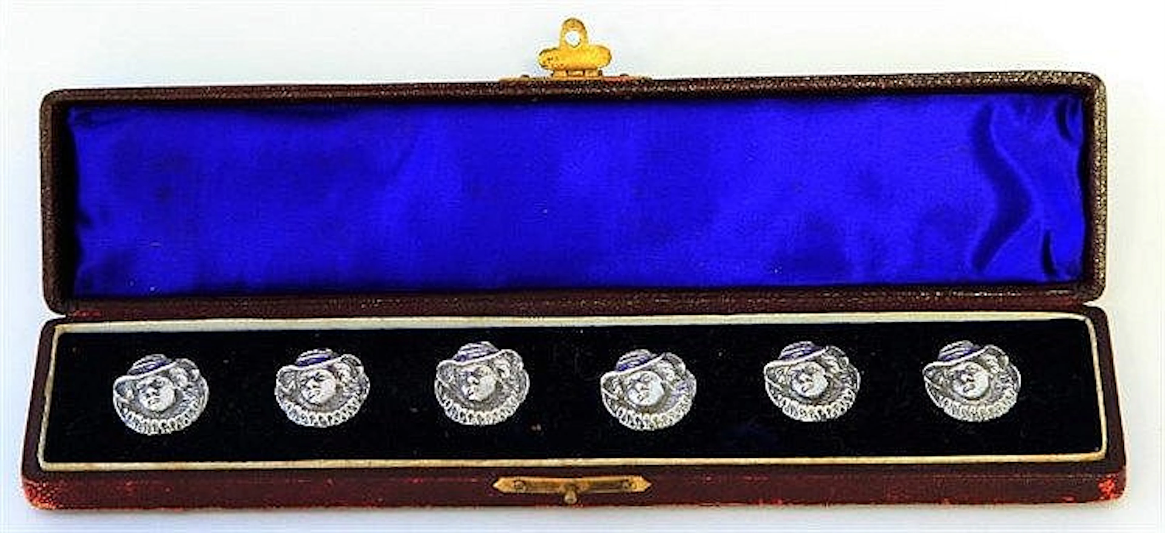 An Edwardian set of six silver Scottish novelty bu