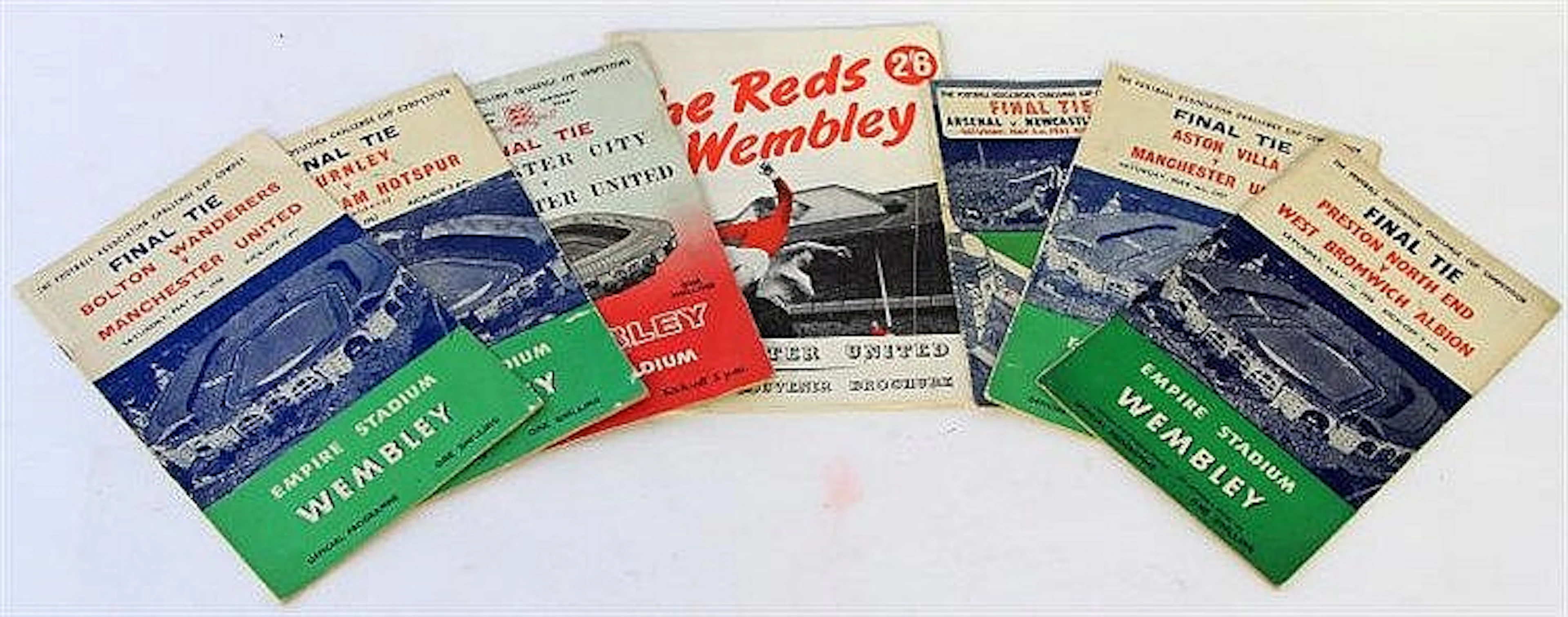 Seven 1950' and 1960' football F.A Cup final progr