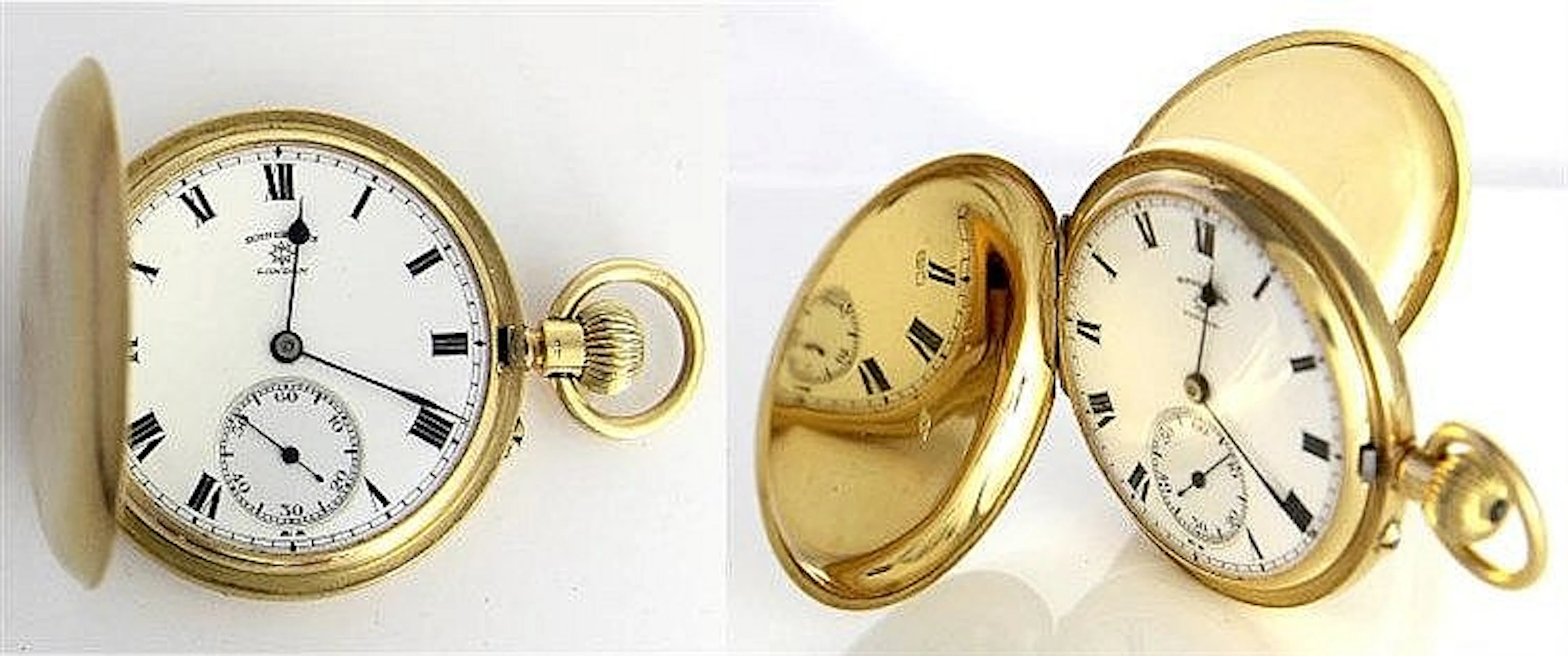 An 18ct gold full hunter pocket watch The white en
