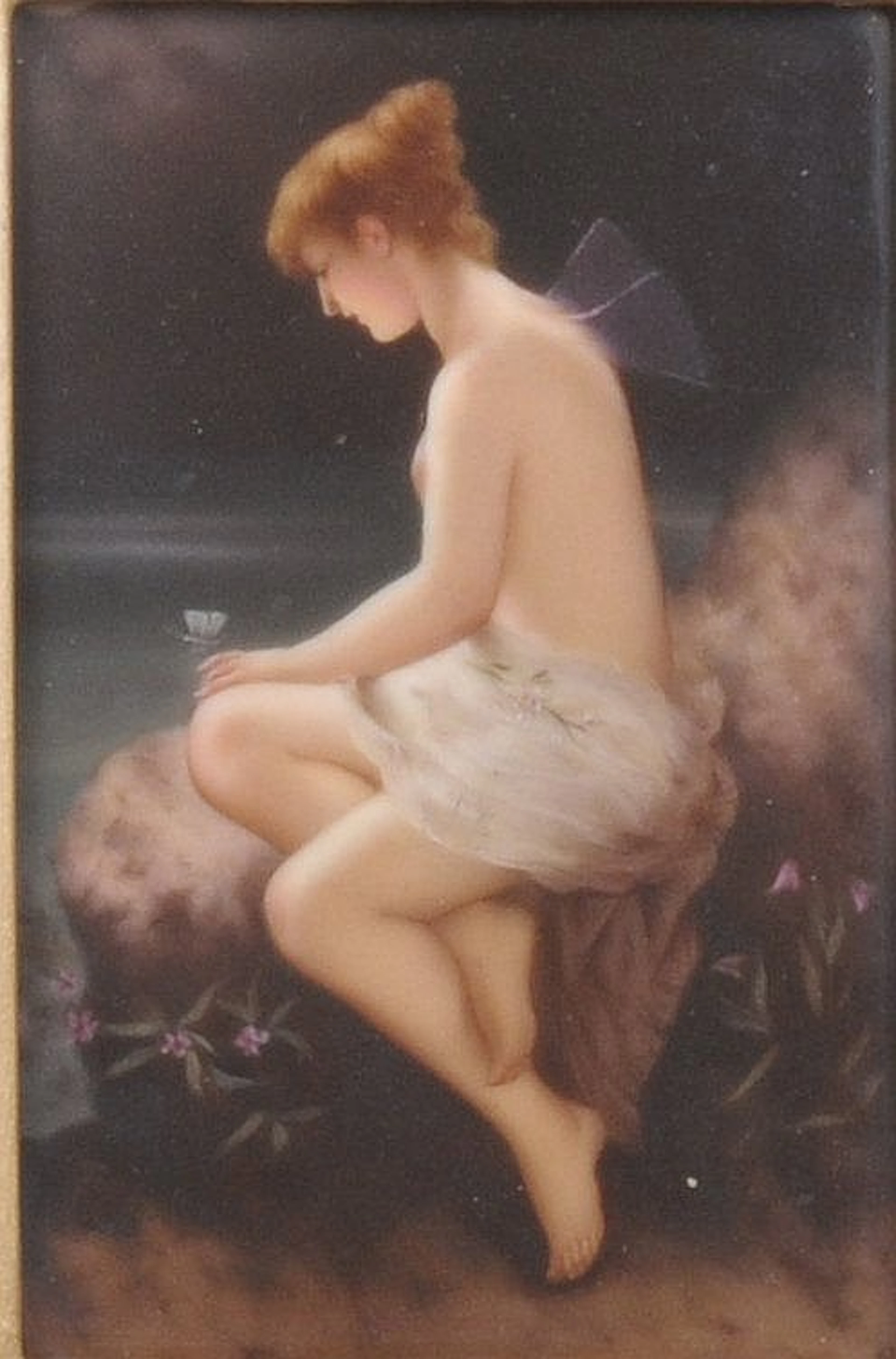 A beautiful KPM Berlin porcelain plaque painted with a water fairy, circa 1