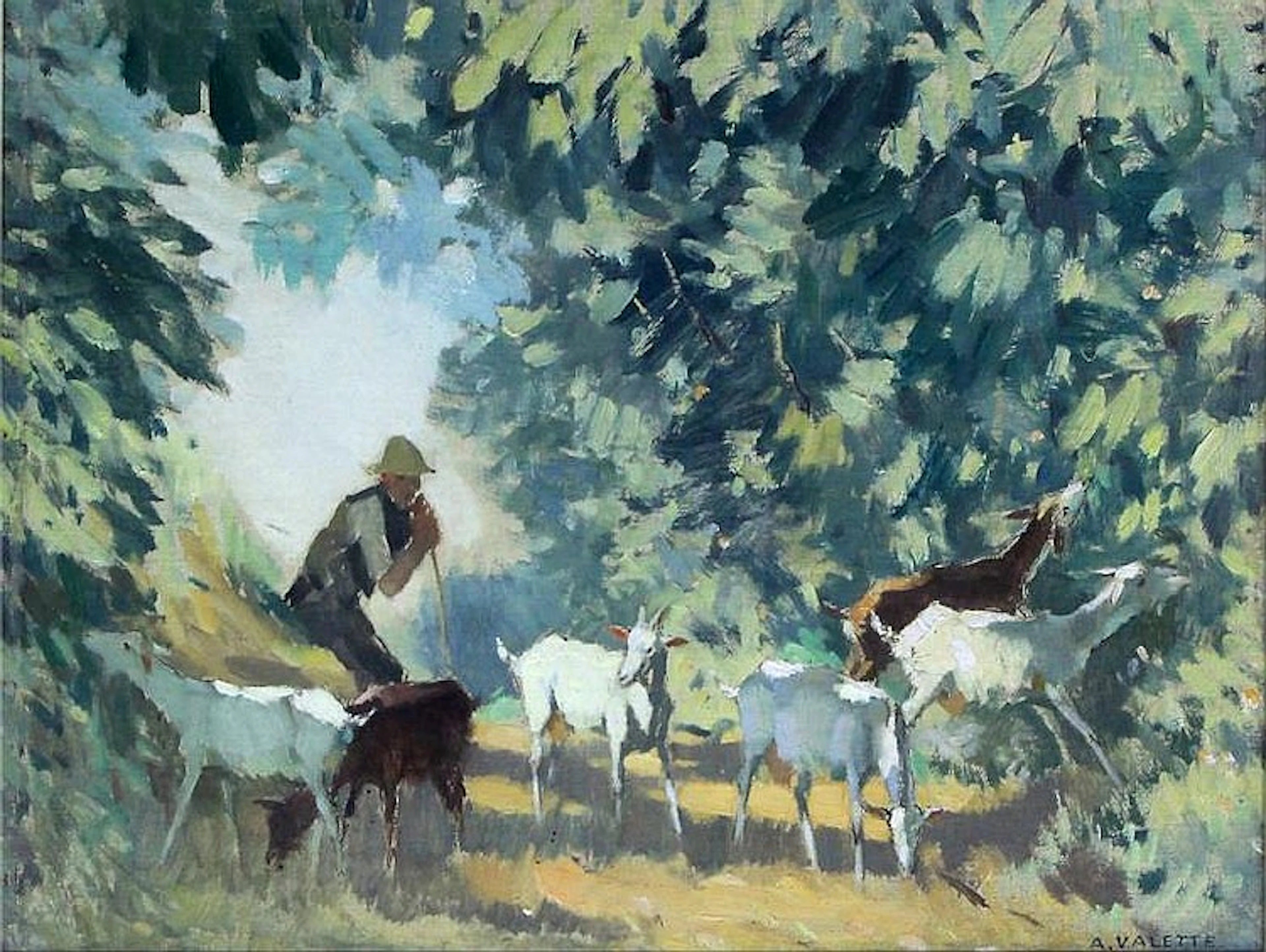 Pierre Adolphe Valette (French, 1876-1942) - 'Le Chevrier', Oil on board, s