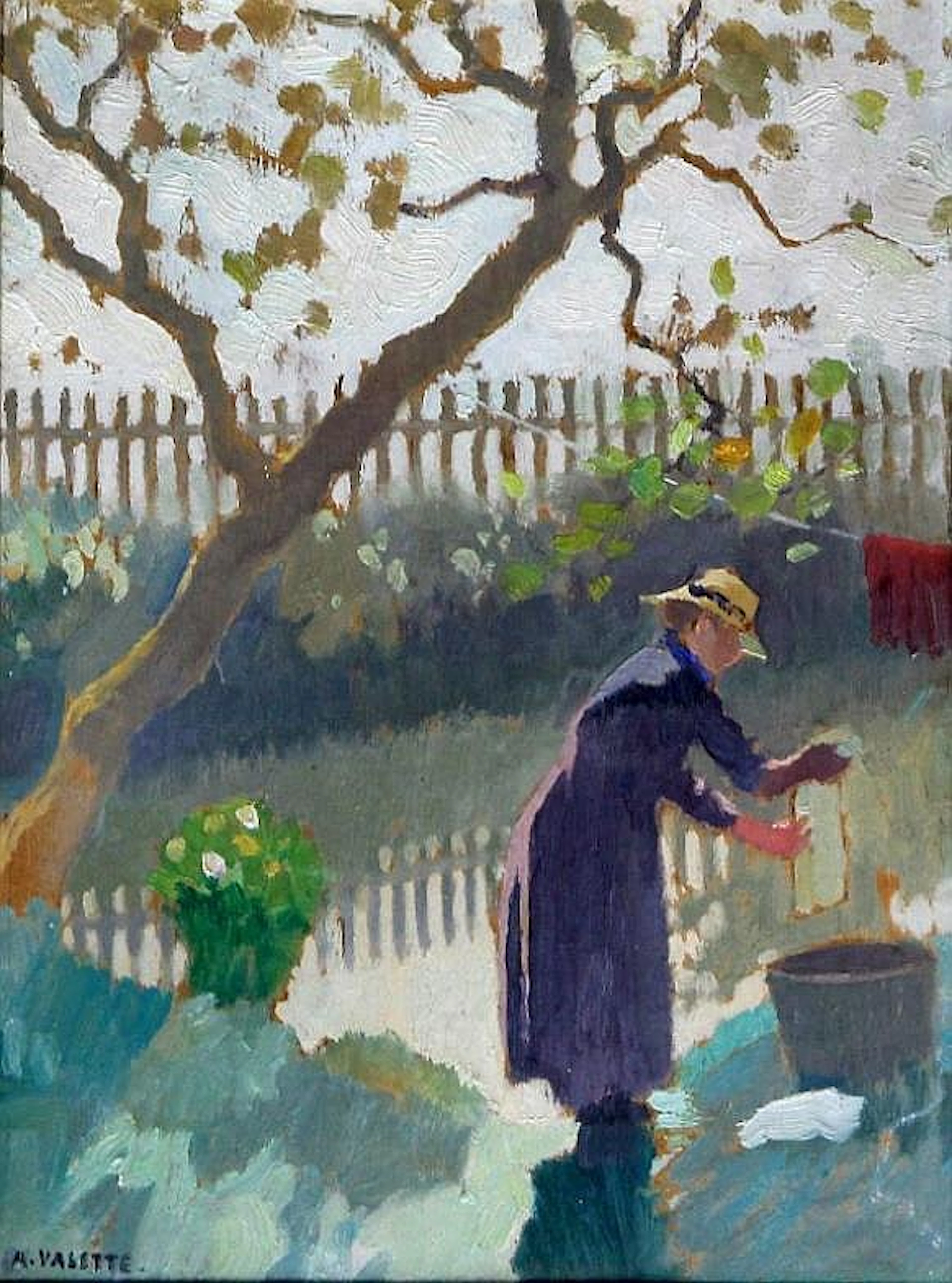 Pierre Adolphe Valette (French, 1876-1942) - 'Hanging out the washing', Oil