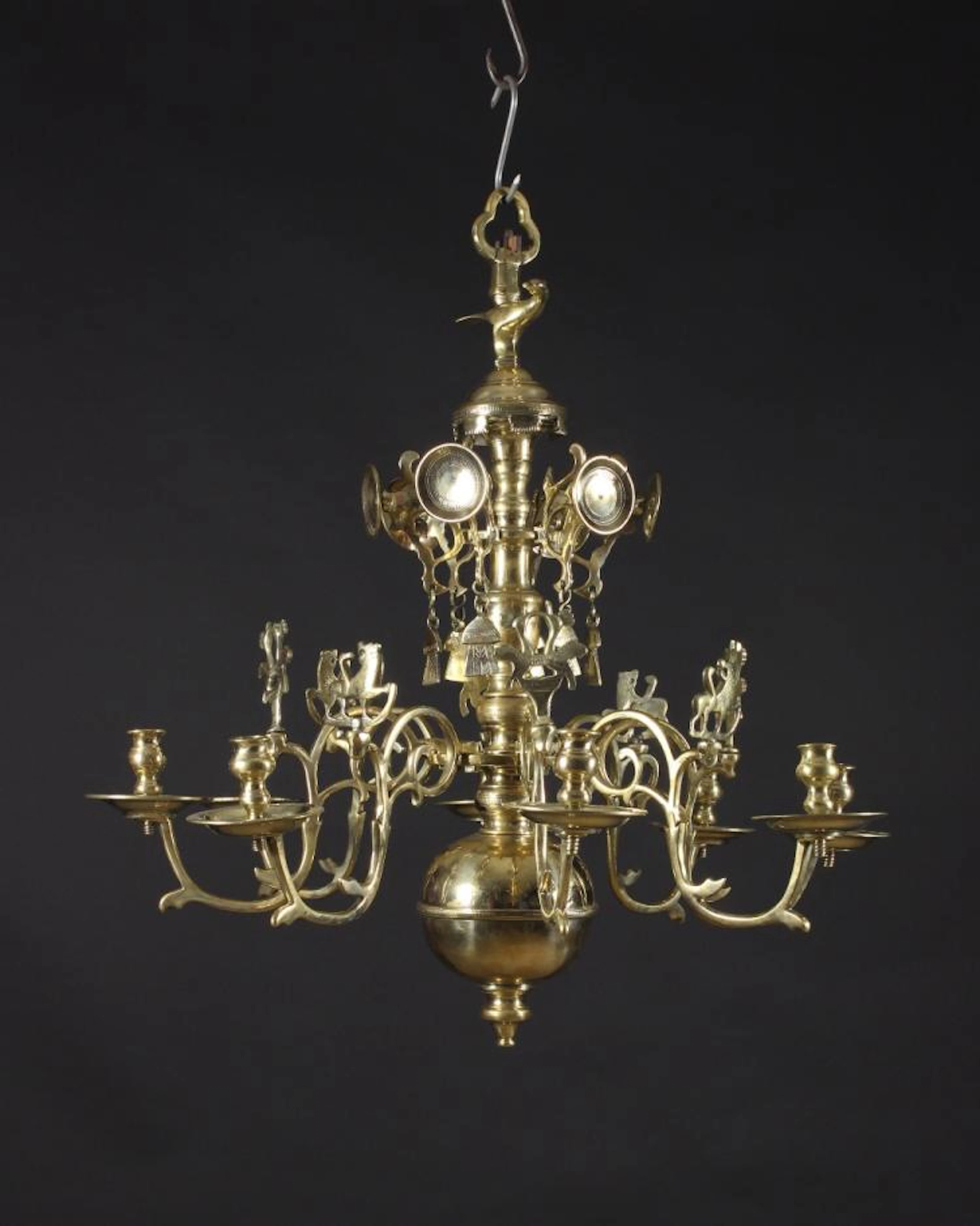 A Fine Late 17th Century Scandinavian Brass Eight Branch Chandelier
