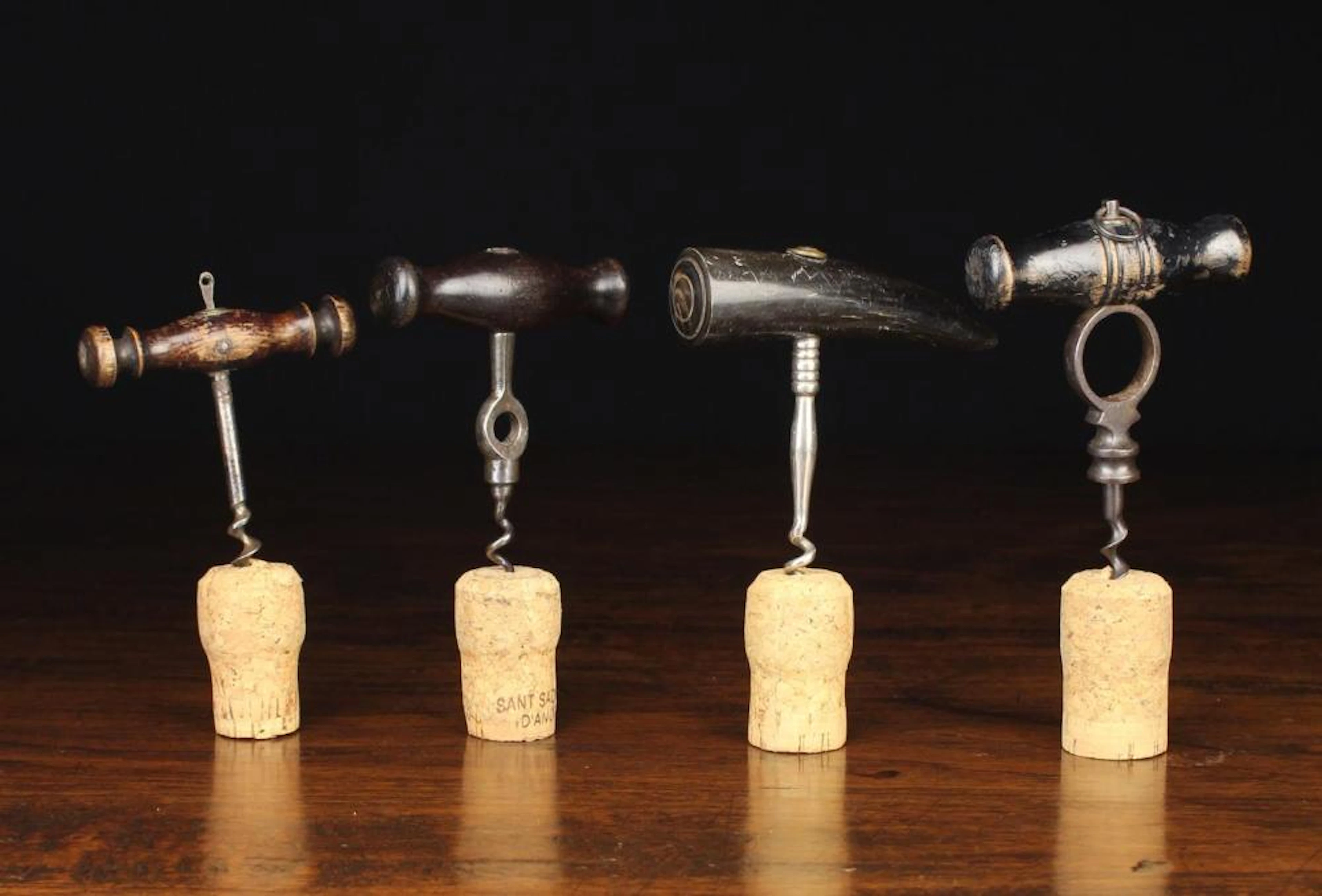 Four Straight-pull Corkscrews: A 'LUND PATENT' stamped...