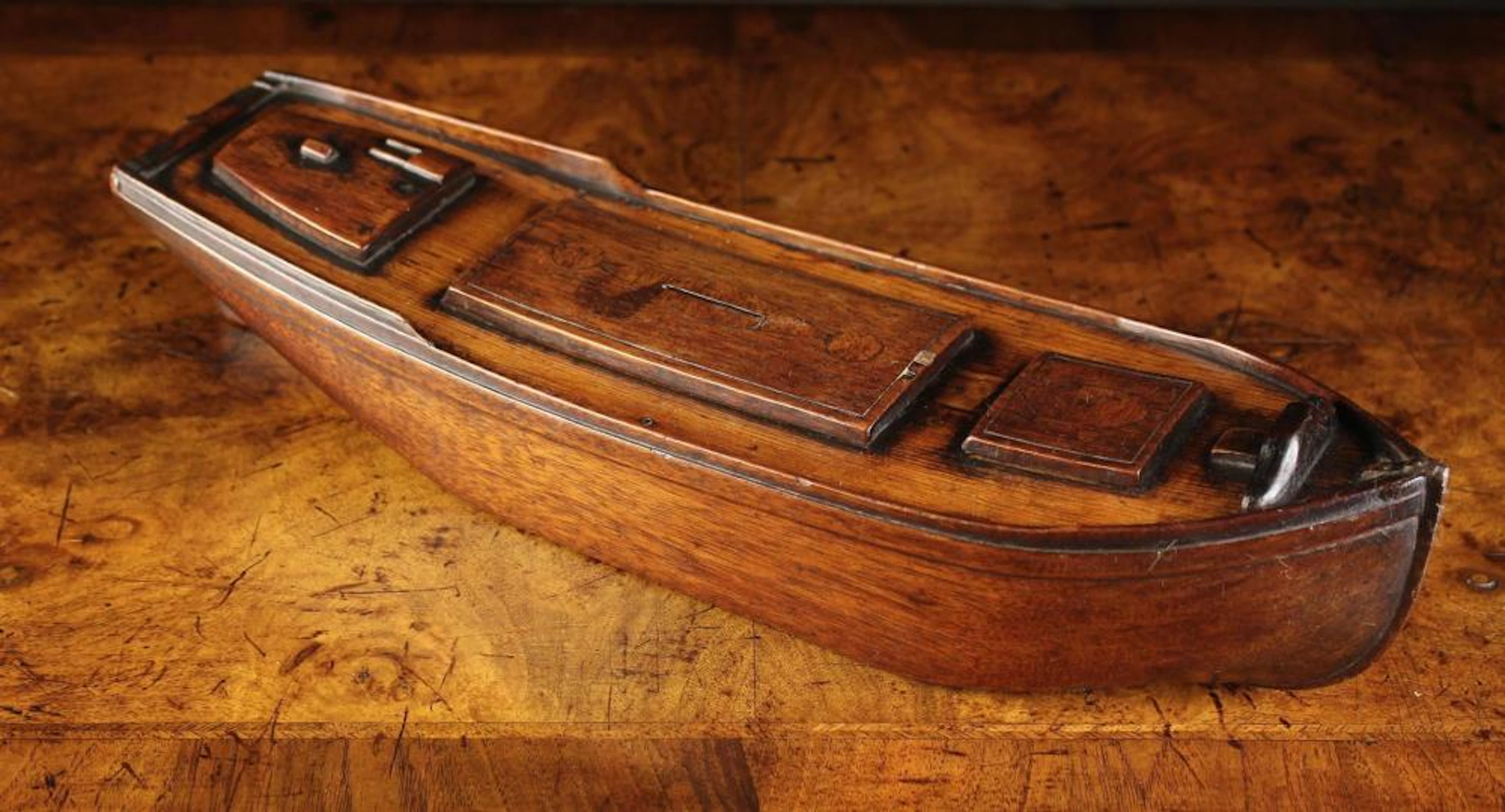 A Vintage Treen Model Boat/Money Box