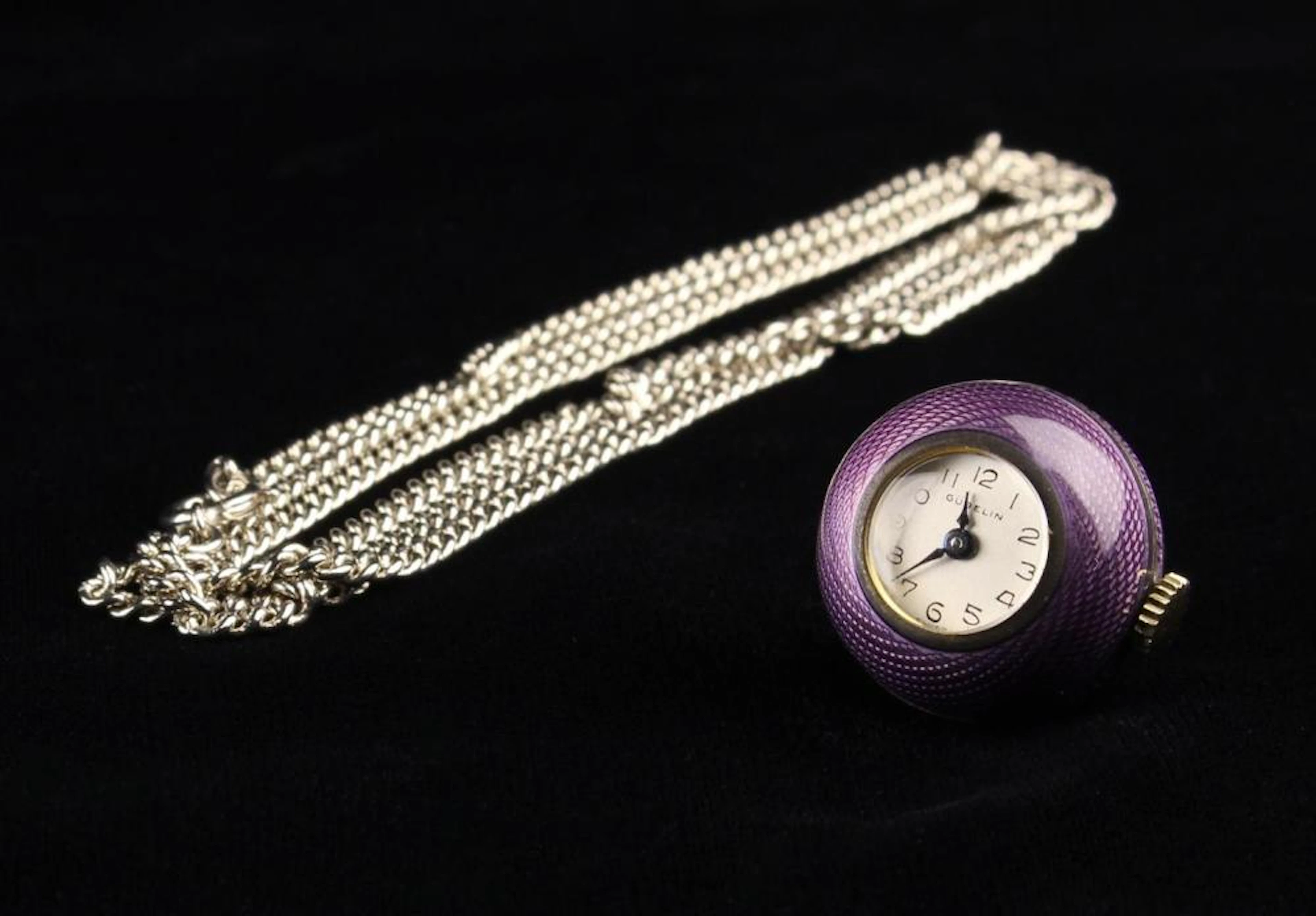 A Vintage GUBELIN 0.925 Silver and Guilloche Enamel...