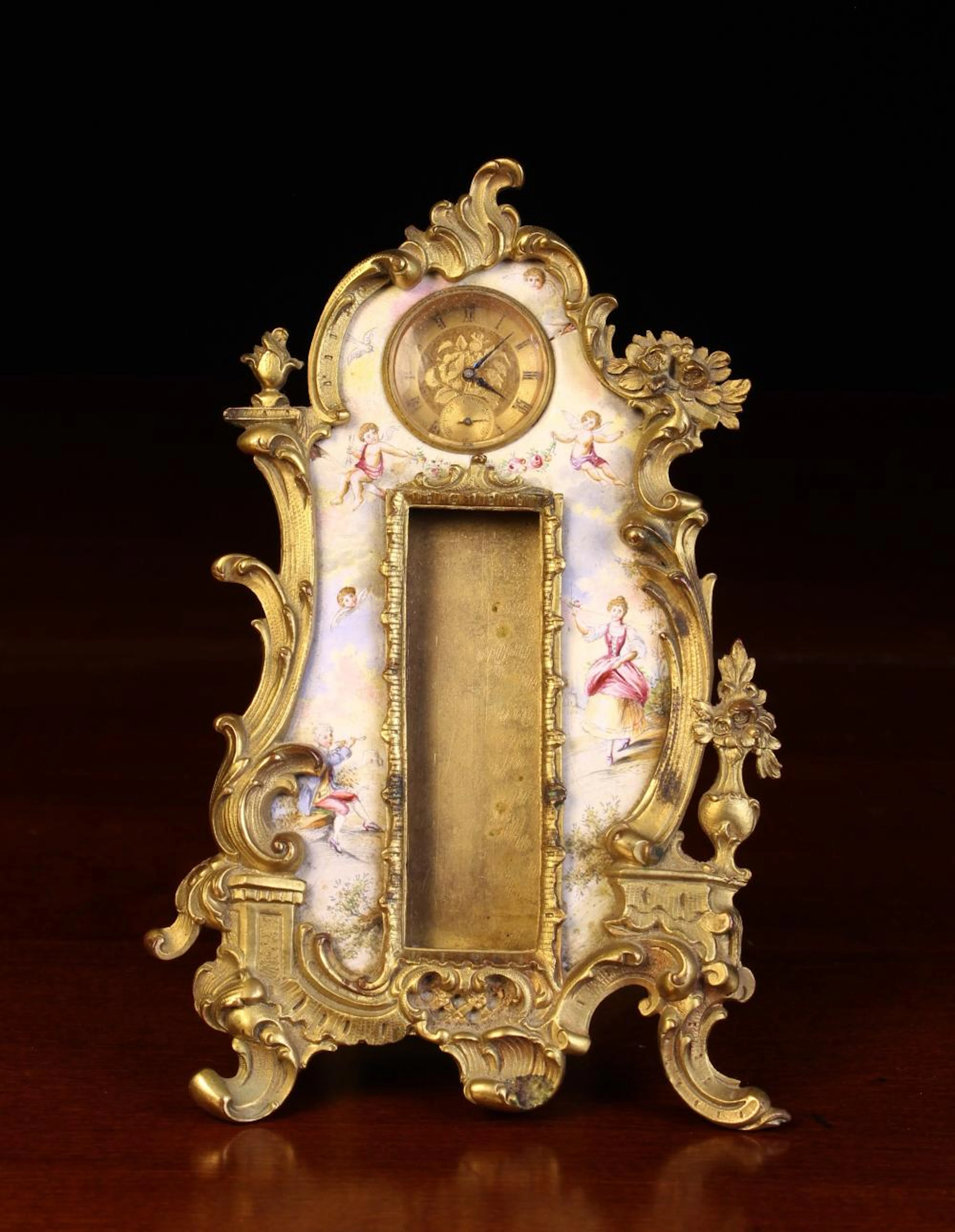 A Small 19th Century Vienna Enamel and Gilt Bronze Strut...